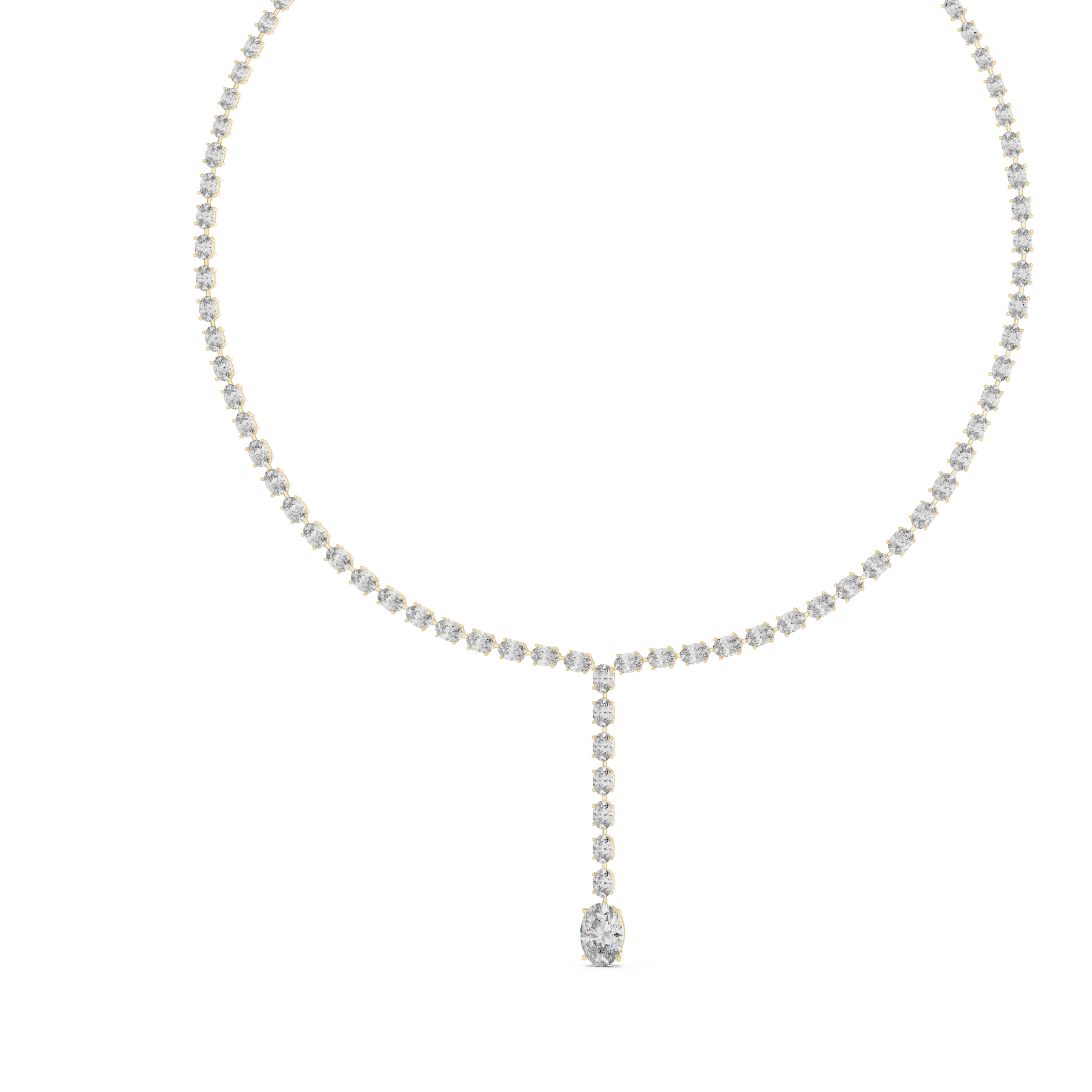 Oval Cut Diamond Riviera Lariat Drop Necklace
