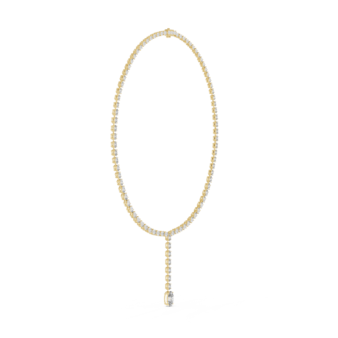 Oval Cut Diamond Riviera Lariat Drop Necklace