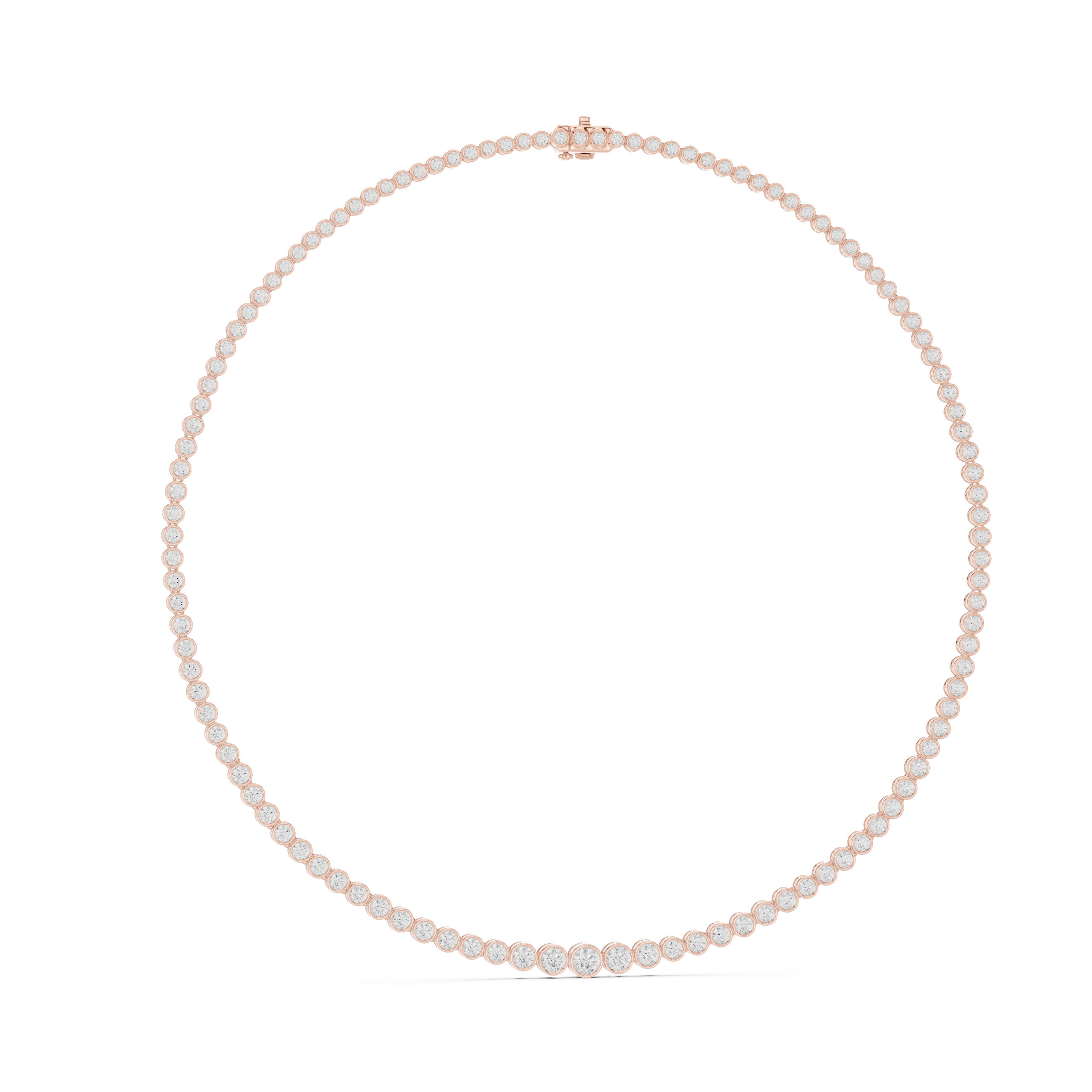 Round Brilliant Diamond Bezel Set Tennis Chain Necklace