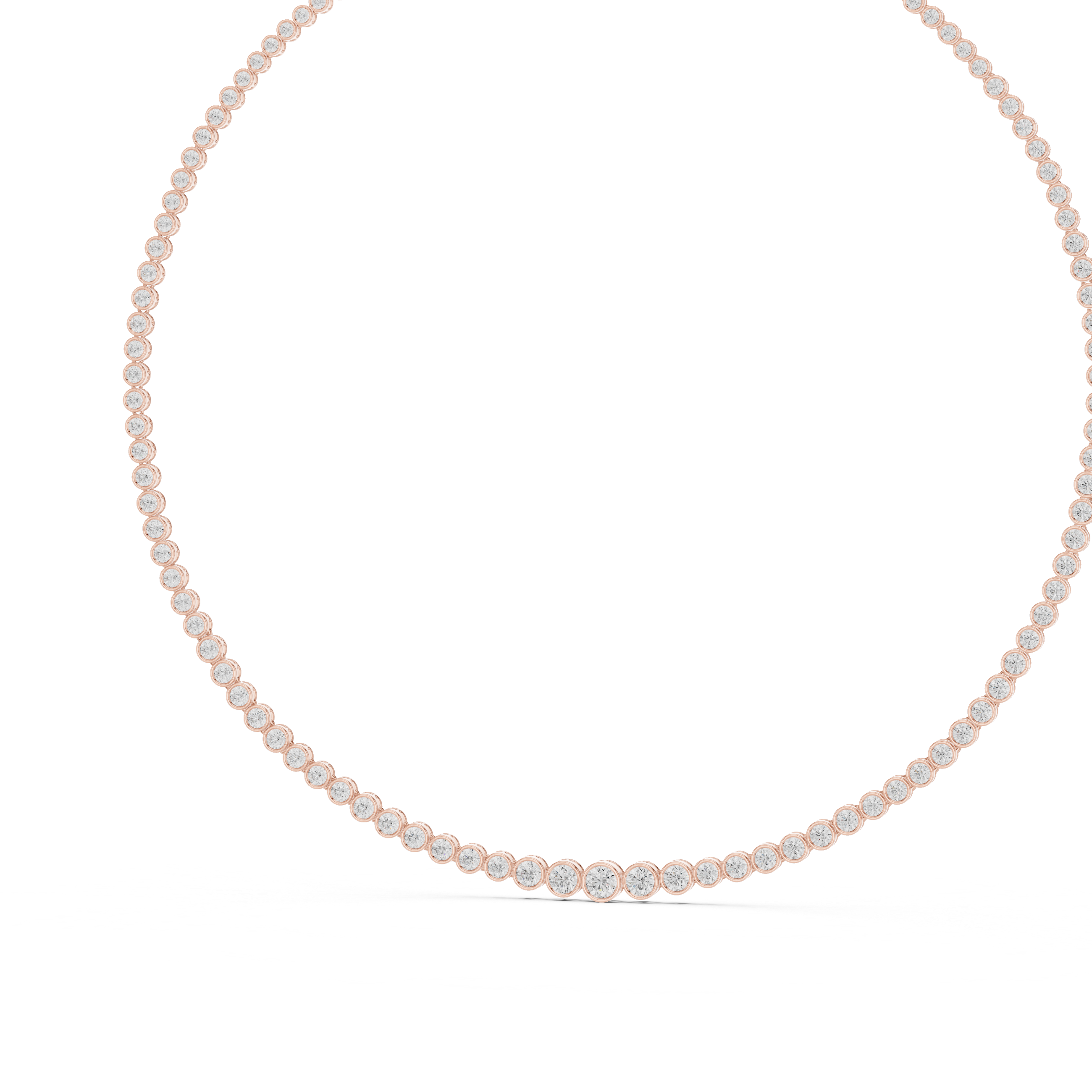 Round Brilliant Diamond Bezel Set Tennis Chain Necklace