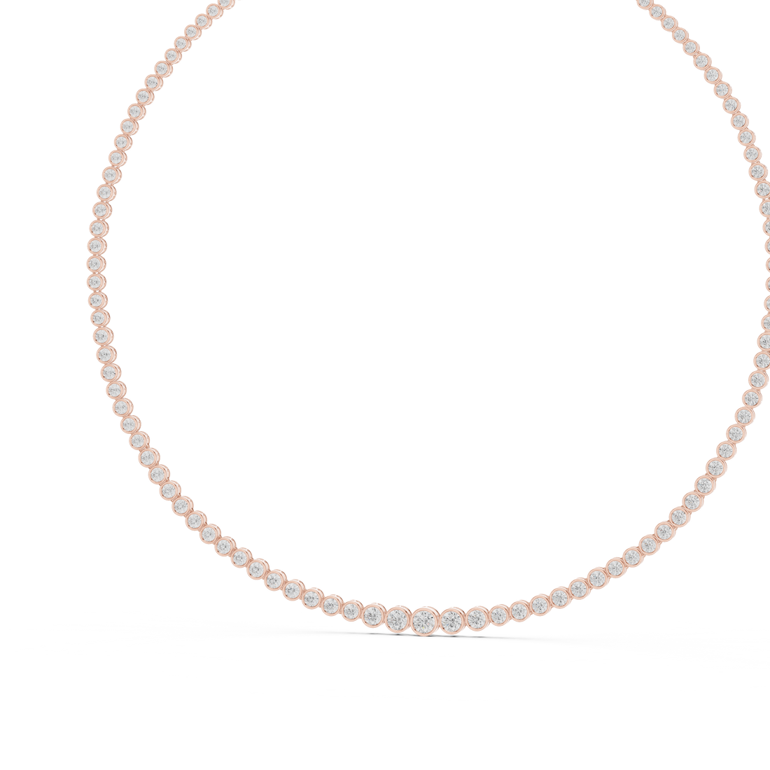Round Brilliant Diamond Bezel Set Tennis Chain Necklace