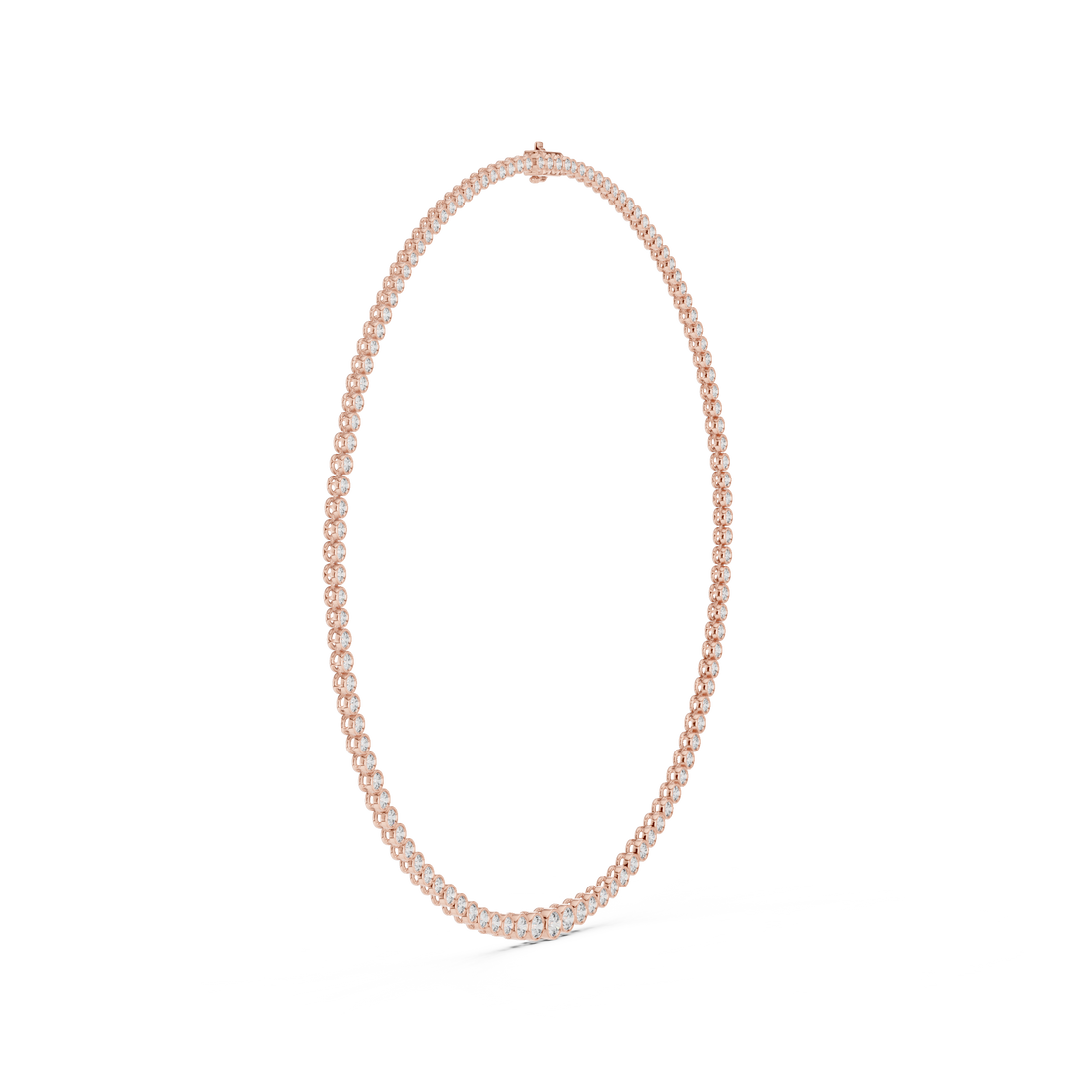 Round Brilliant Diamond Bezel Set Tennis Chain Necklace