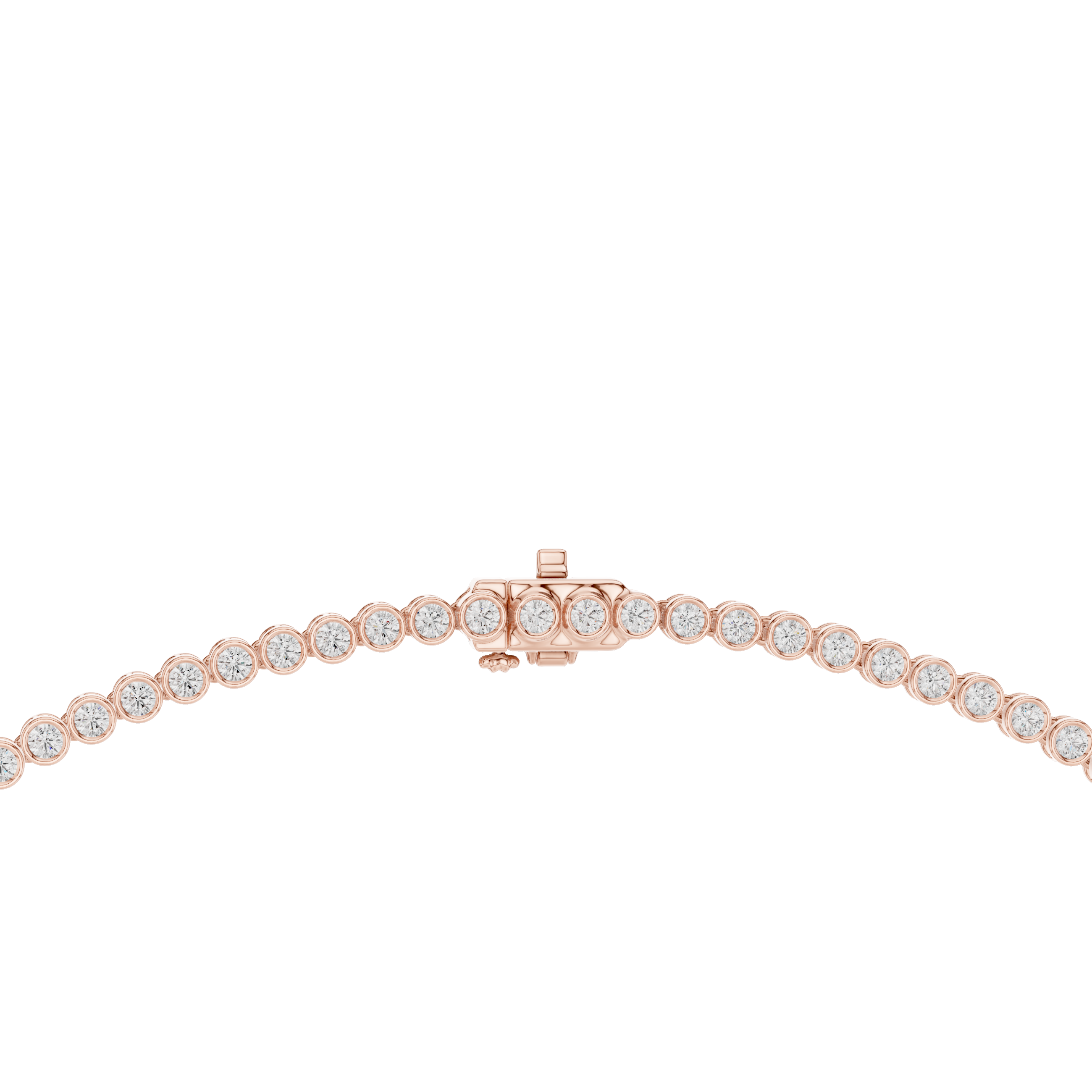 Round Brilliant Diamond Bezel Set Tennis Chain Necklace