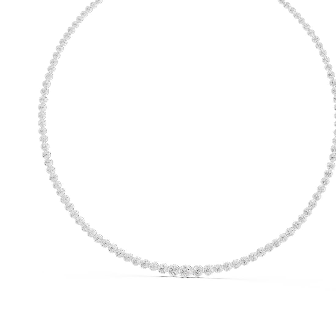 Round Brilliant Diamond Bezel Set Tennis Chain Necklace