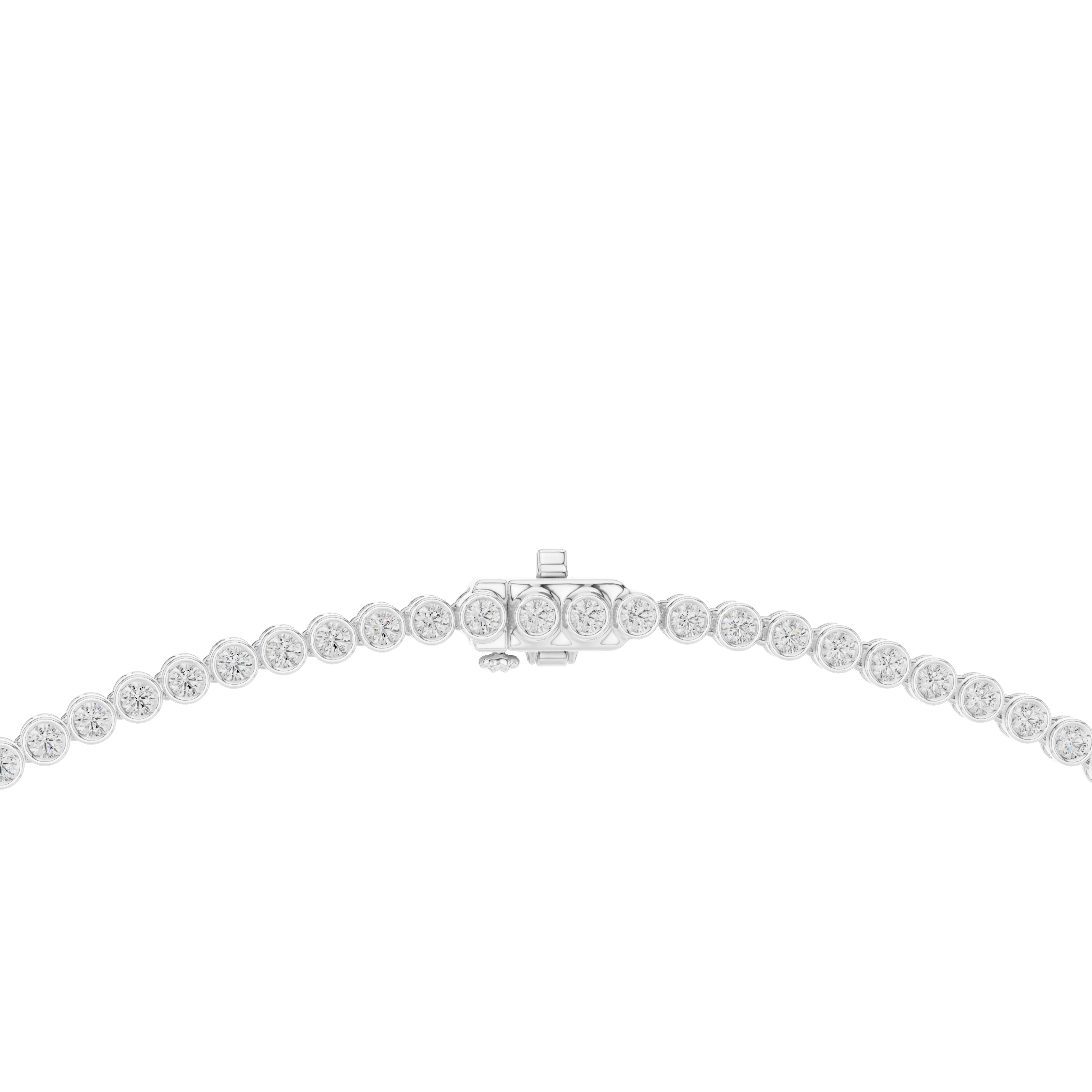 Round Brilliant Diamond Bezel Set Tennis Chain Necklace