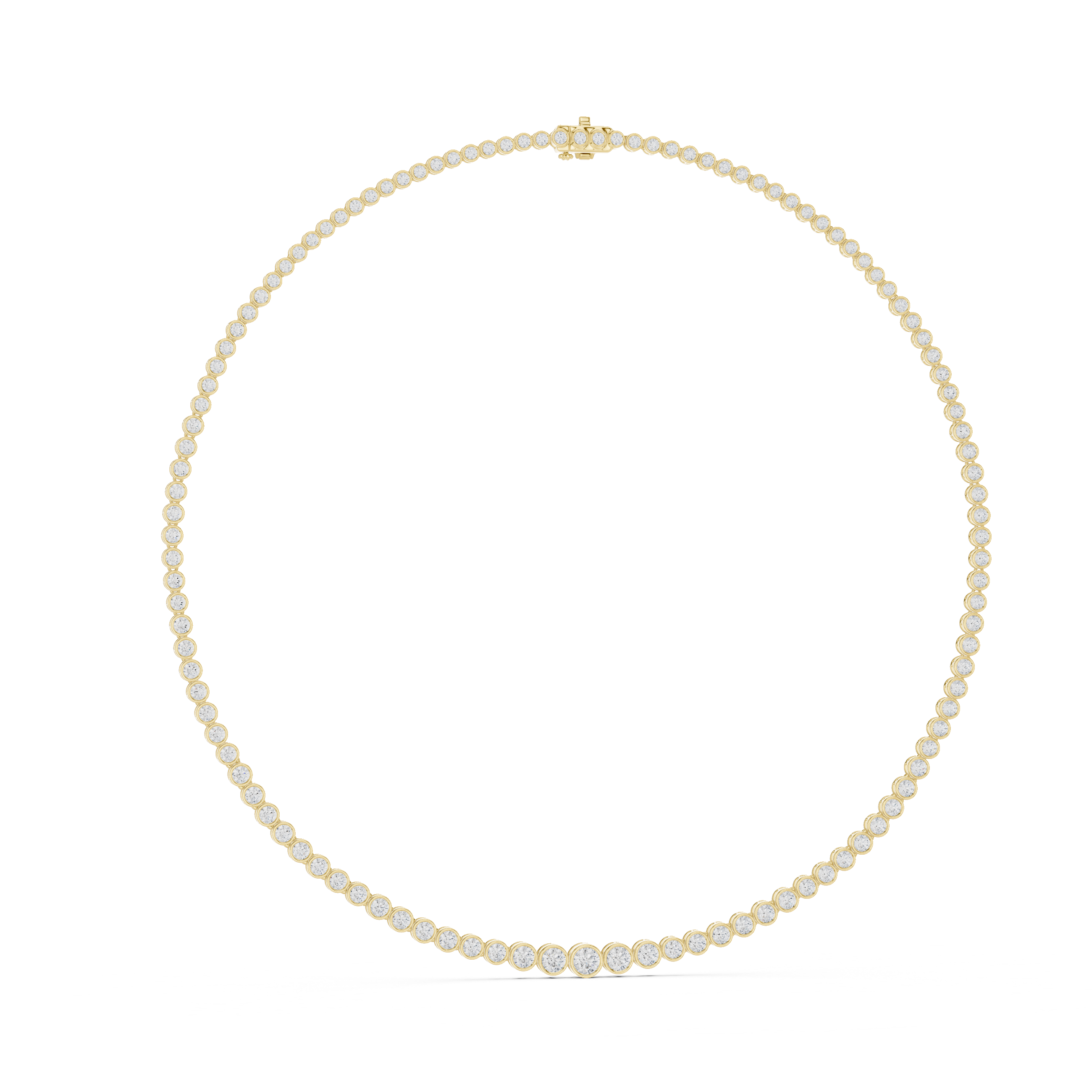 Round Brilliant Diamond Bezel Set Tennis Chain Necklace