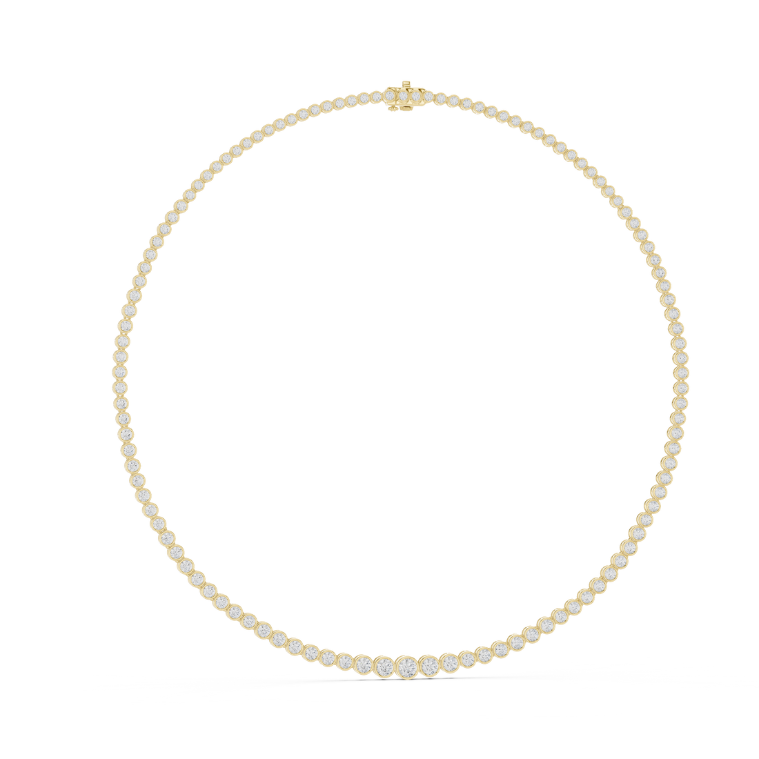 Round Brilliant Diamond Bezel Set Tennis Chain Necklace