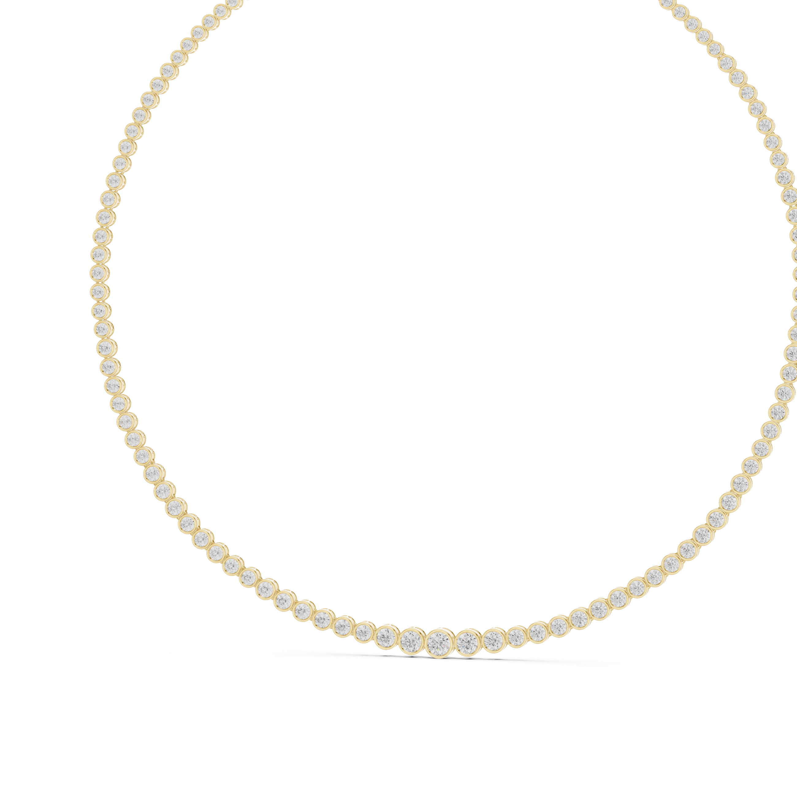 Round Brilliant Diamond Bezel Set Tennis Chain Necklace