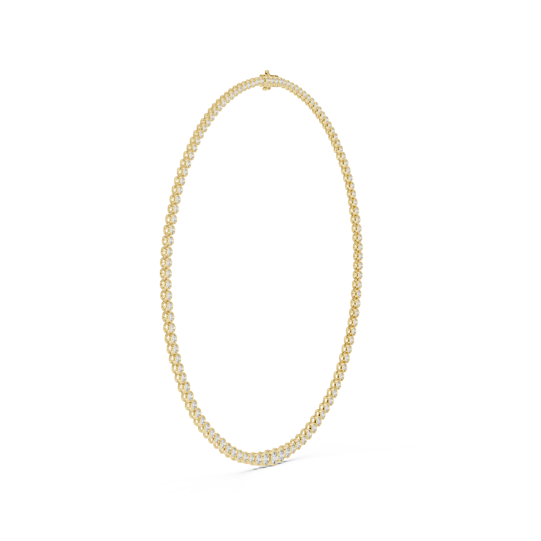 Round Brilliant Diamond Bezel Set Tennis Chain Necklace