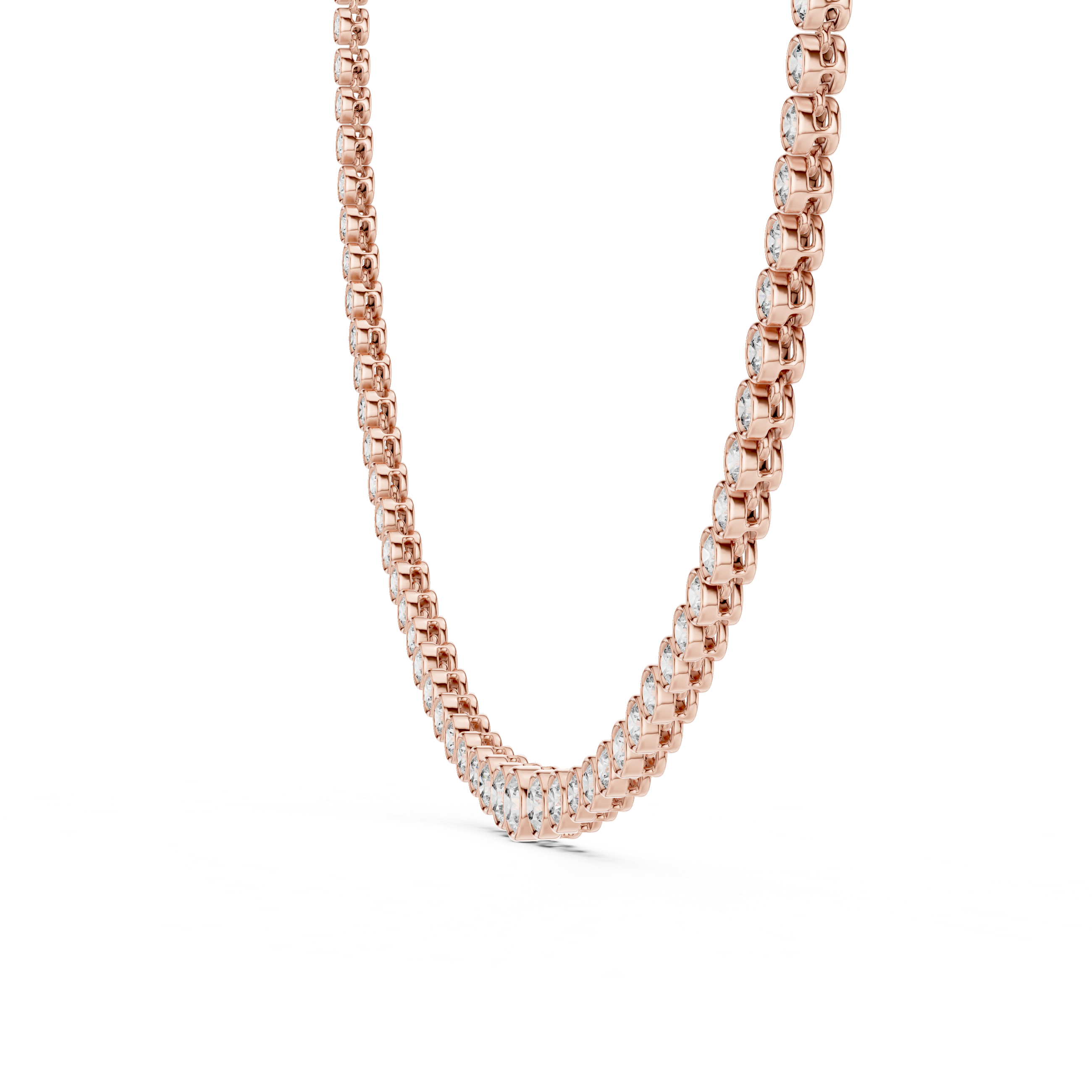 Round Brilliant Bezel Set Diamond Graduated Riviera Necklace