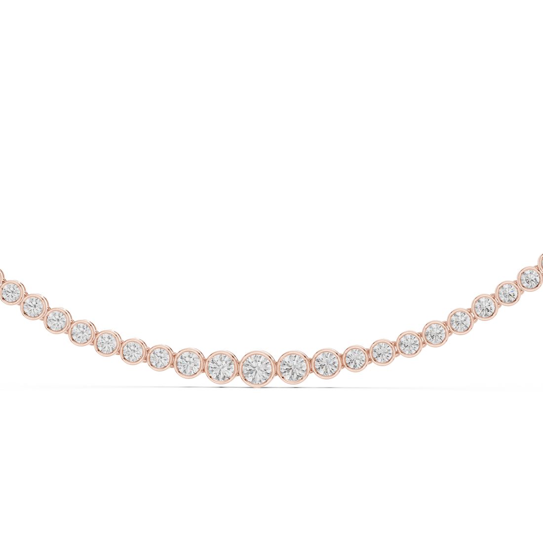 Round Brilliant Bezel Set Diamond Graduated Riviera Necklace
