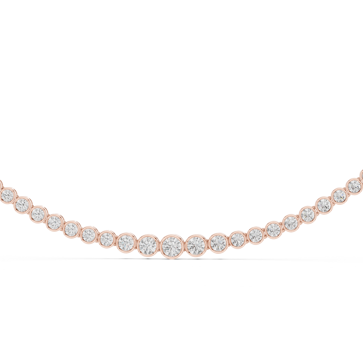 Round Brilliant Bezel Set Diamond Graduated Riviera Necklace