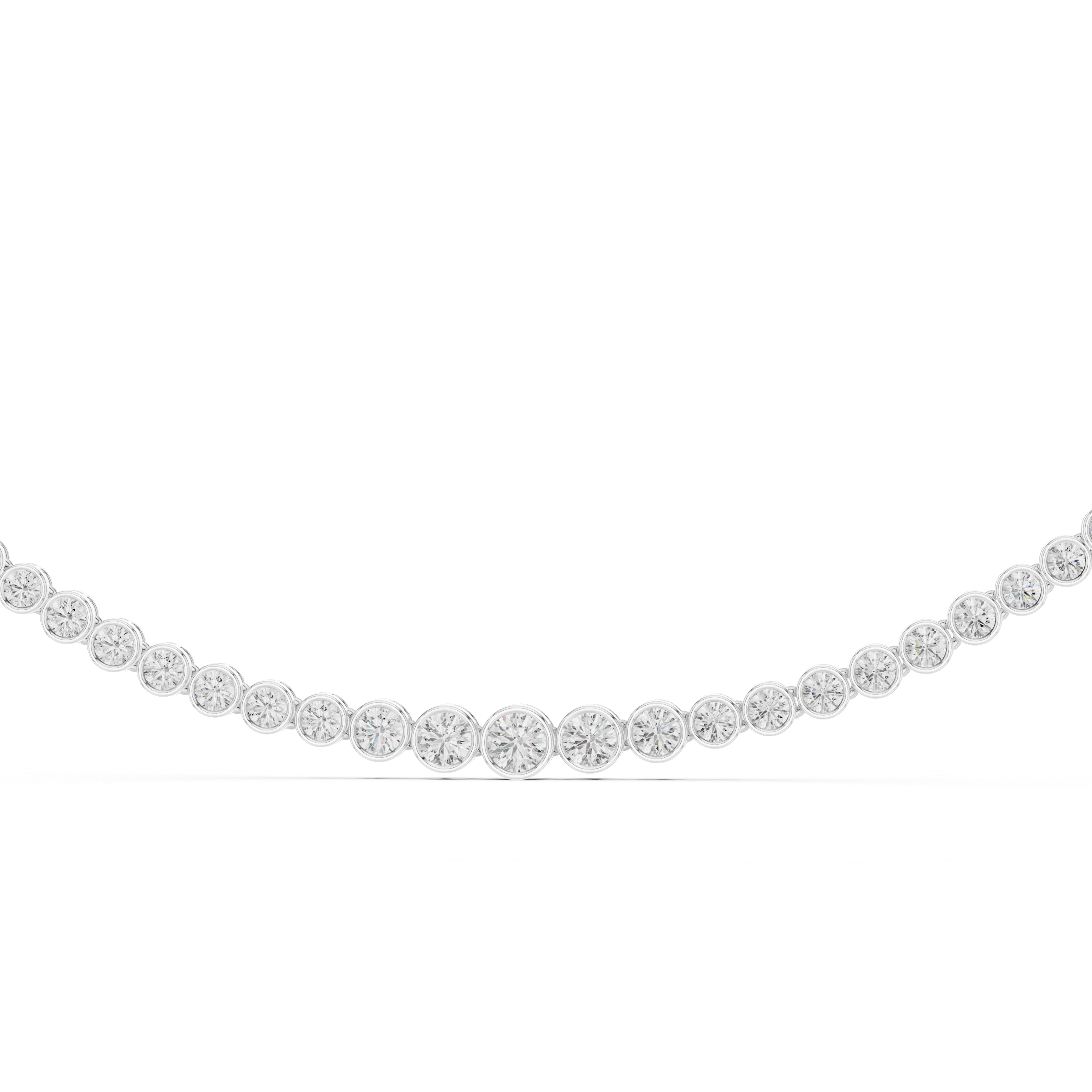 Round Brilliant Bezel Set Diamond Graduated Riviera Necklace
