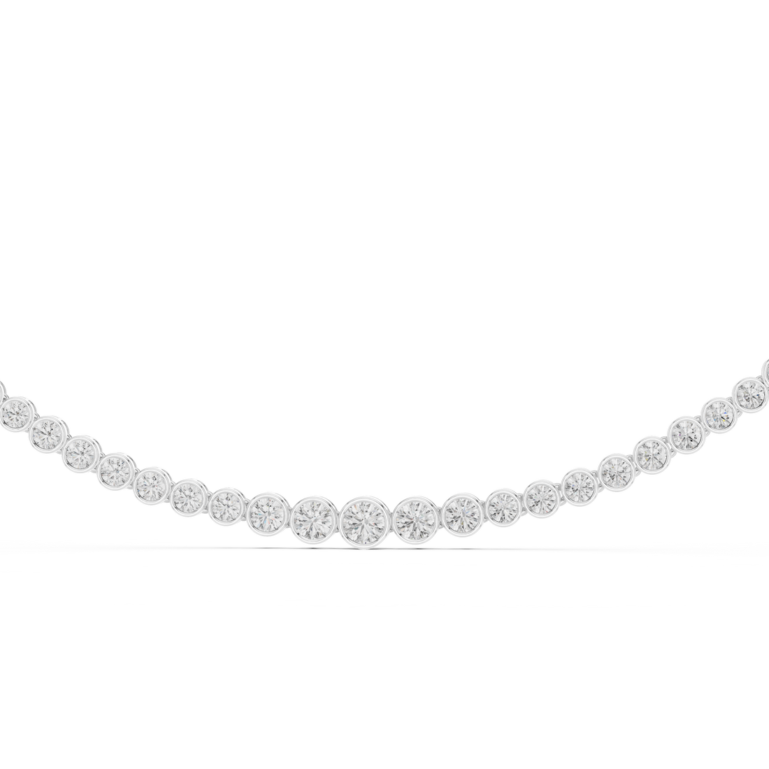 Round Brilliant Bezel Set Diamond Graduated Riviera Necklace