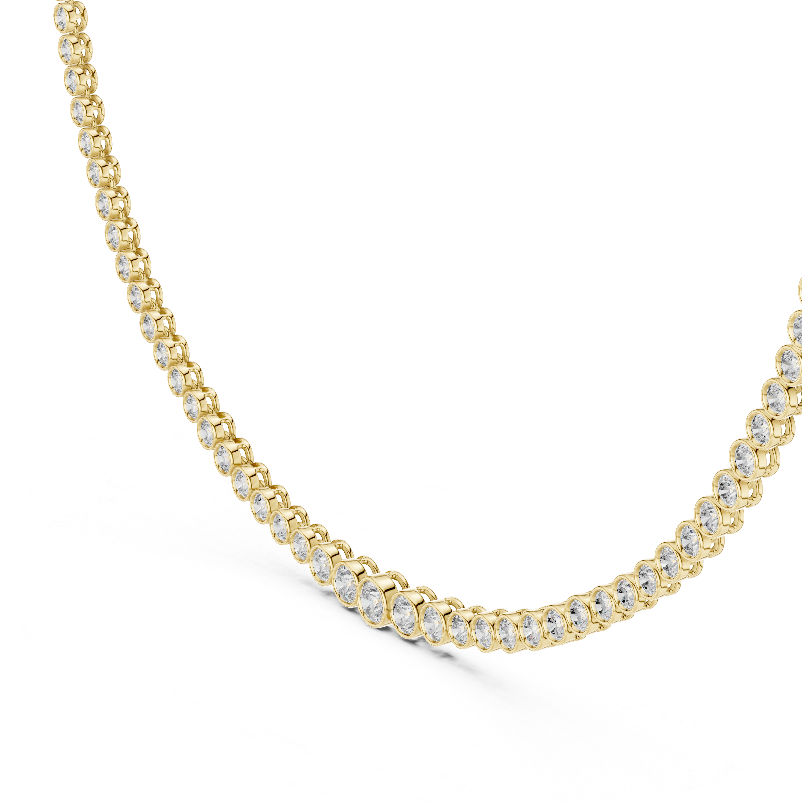 Round Brilliant Bezel Set Diamond Graduated Riviera Necklace