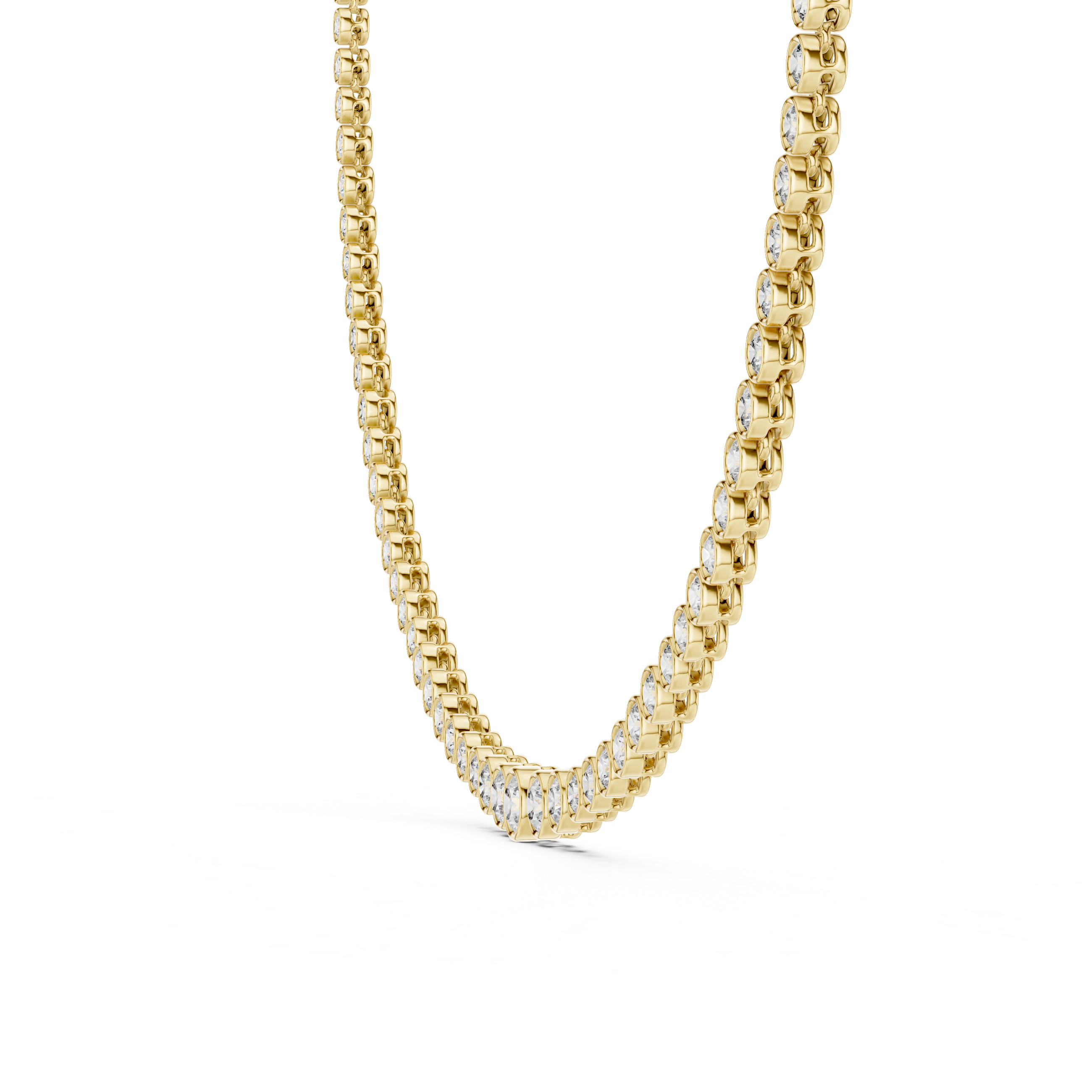 Round Brilliant Bezel Set Diamond Graduated Riviera Necklace