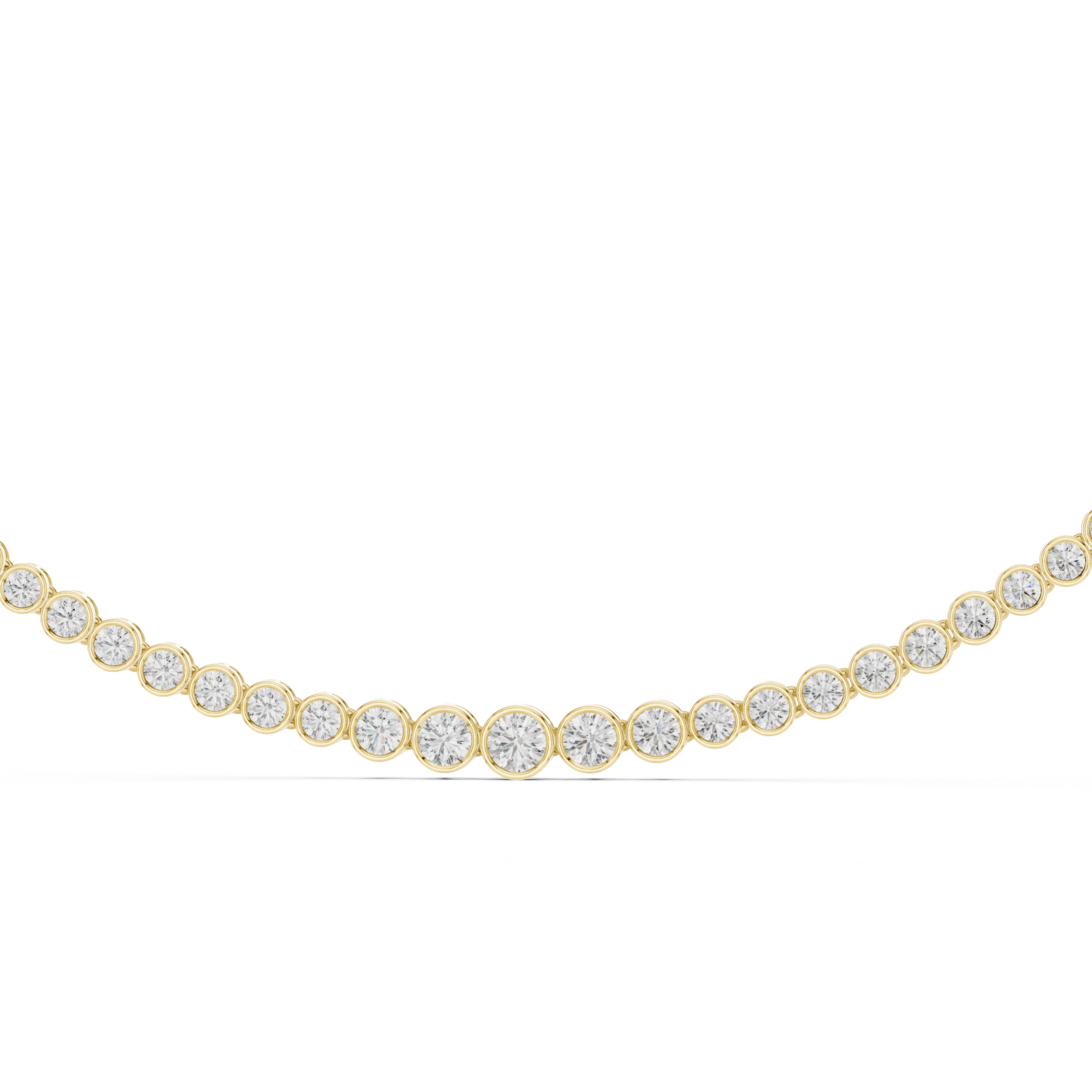 Round Brilliant Bezel Set Diamond Graduated Riviera Necklace