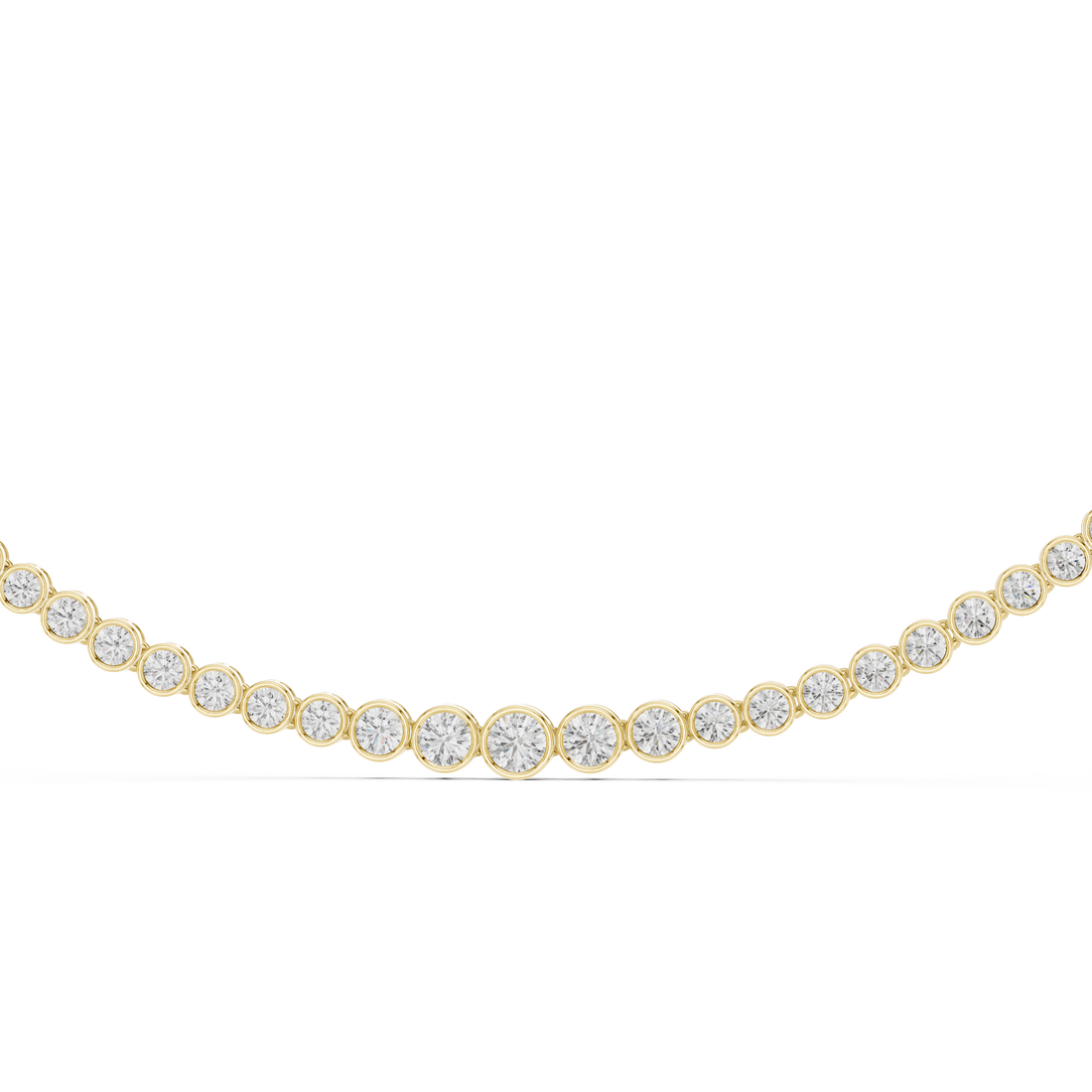 Round Brilliant Bezel Set Diamond Graduated Riviera Necklace