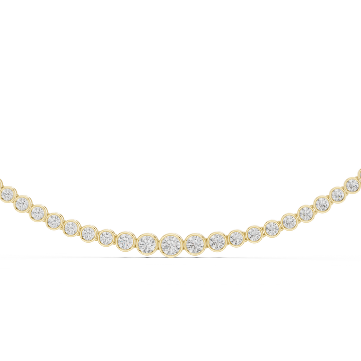 Round Brilliant Bezel Set Diamond Graduated Riviera Necklace