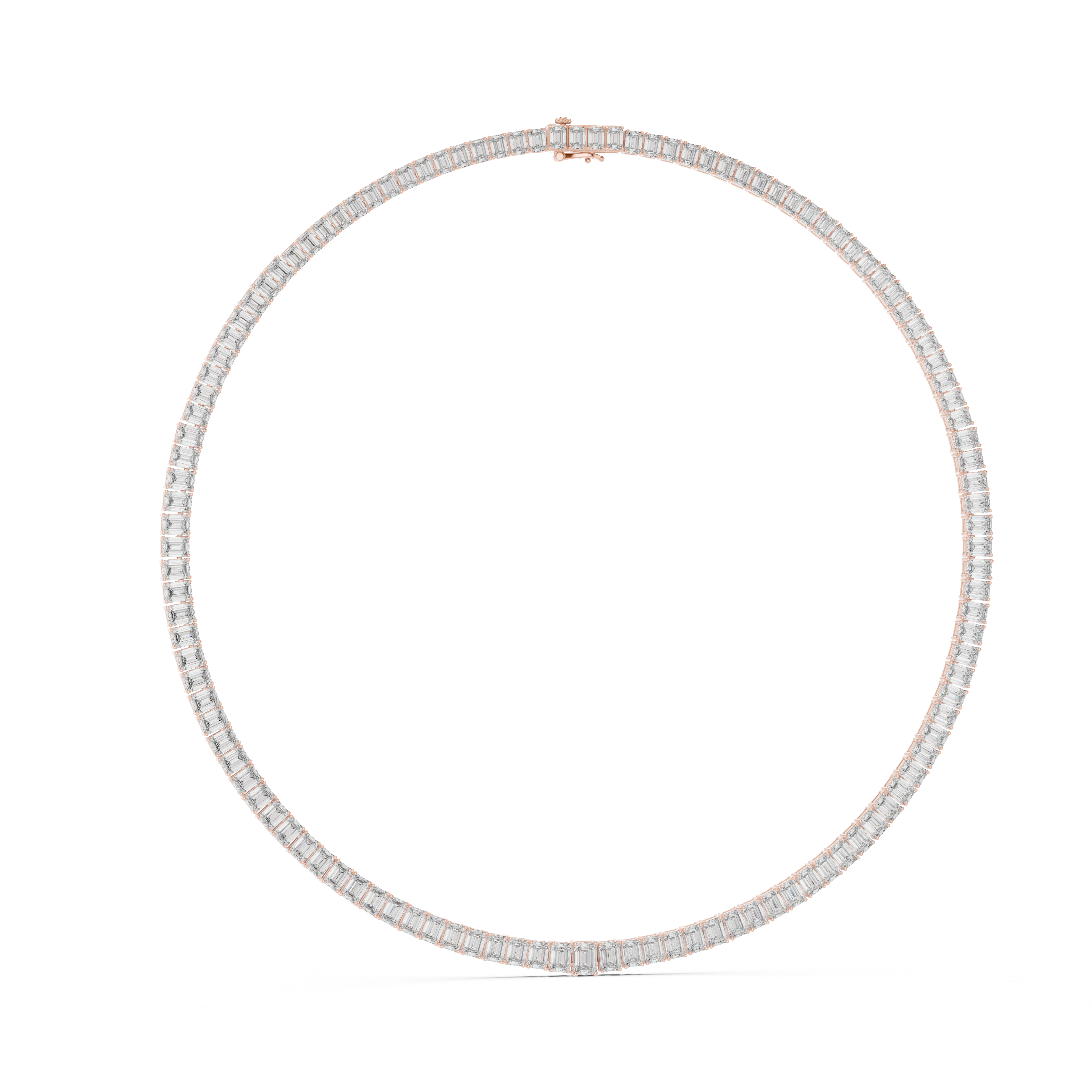 Emerald Cut Diamond Riviera Tennis Necklace Eternal Linear Brilliance