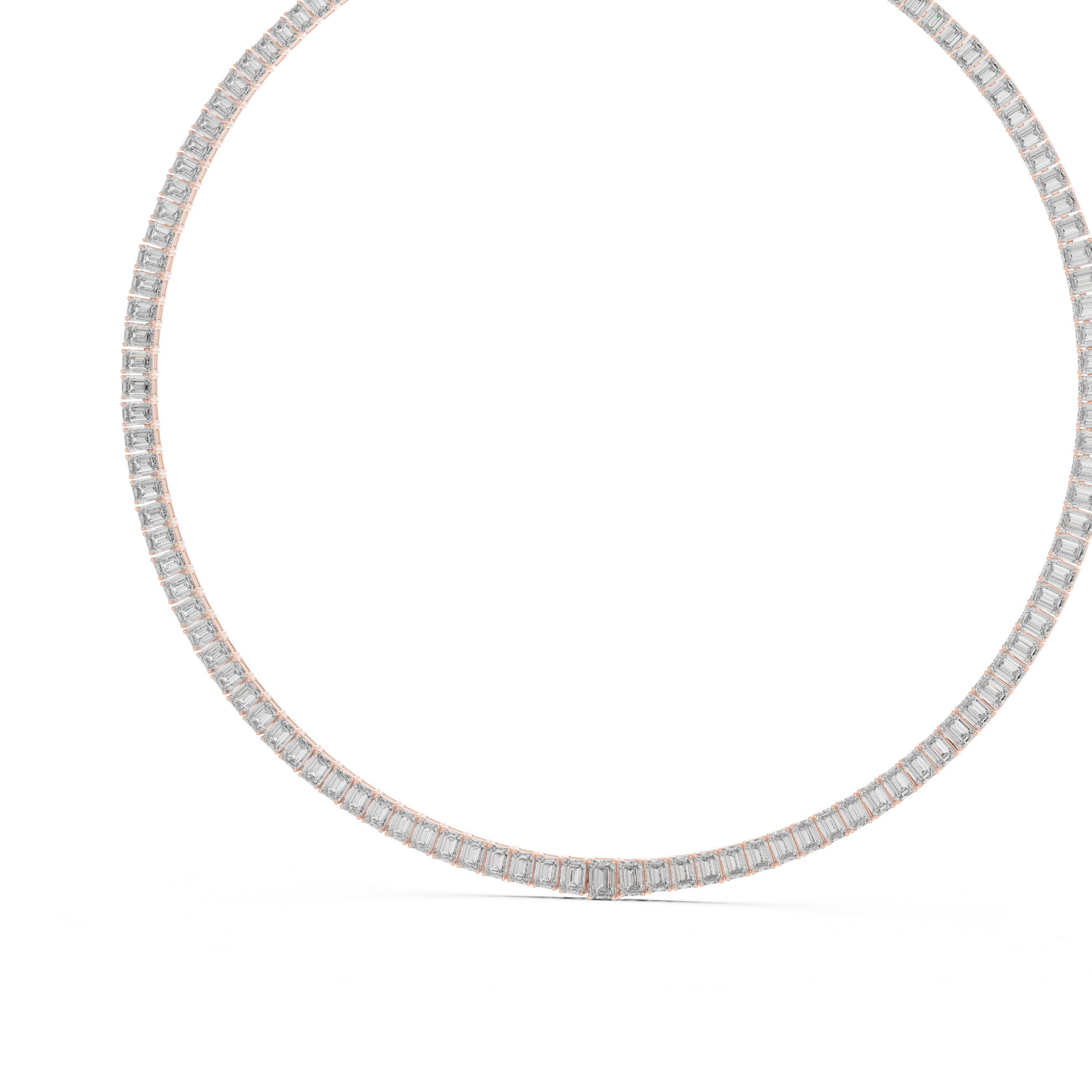 Emerald Cut Diamond Riviera Tennis Necklace Eternal Linear Brilliance