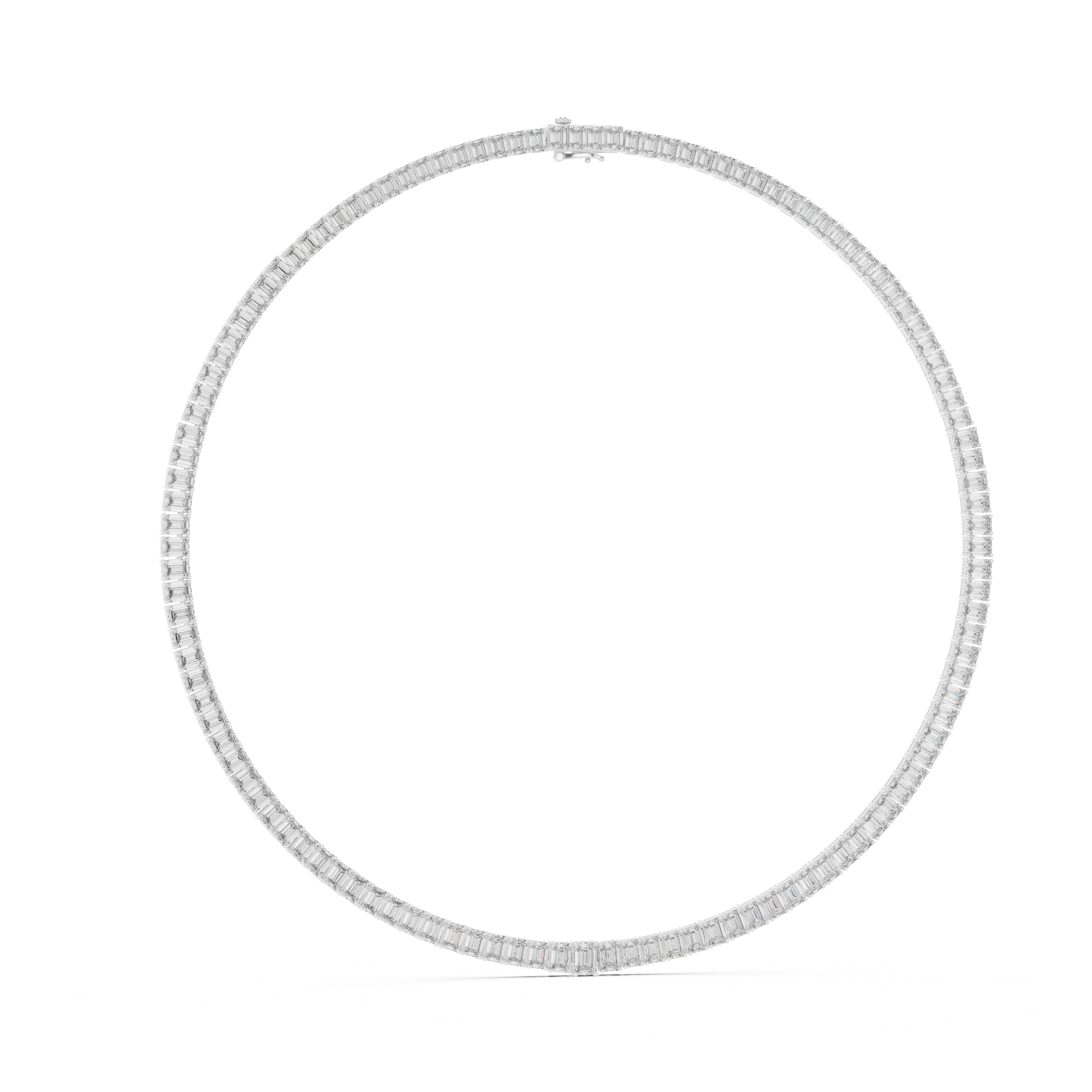 Emerald Cut Diamond Riviera Tennis Necklace Eternal Linear Brilliance