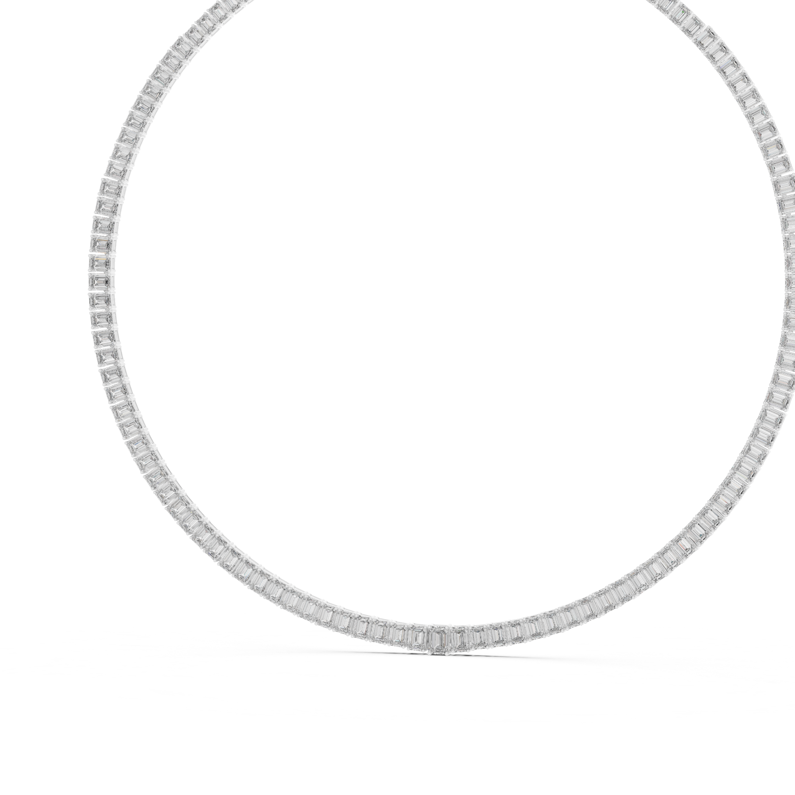 Emerald Cut Diamond Riviera Tennis Necklace Eternal Linear Brilliance