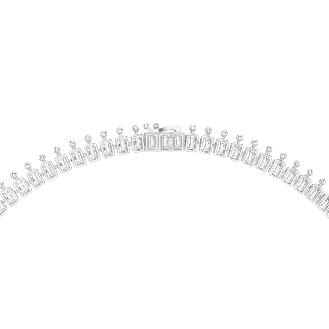 Emerald Cut and Marquise Diamond Fringe Statement Necklace with Radiant Blue Center Stone