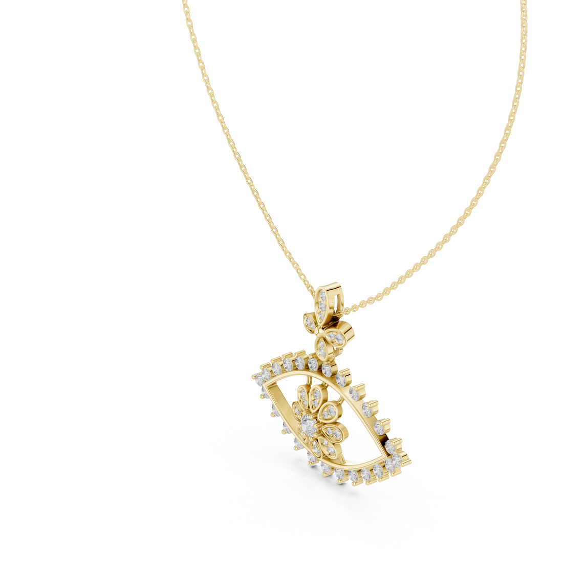 Elegant gemstone pendant featuring sapphire centerpiece.