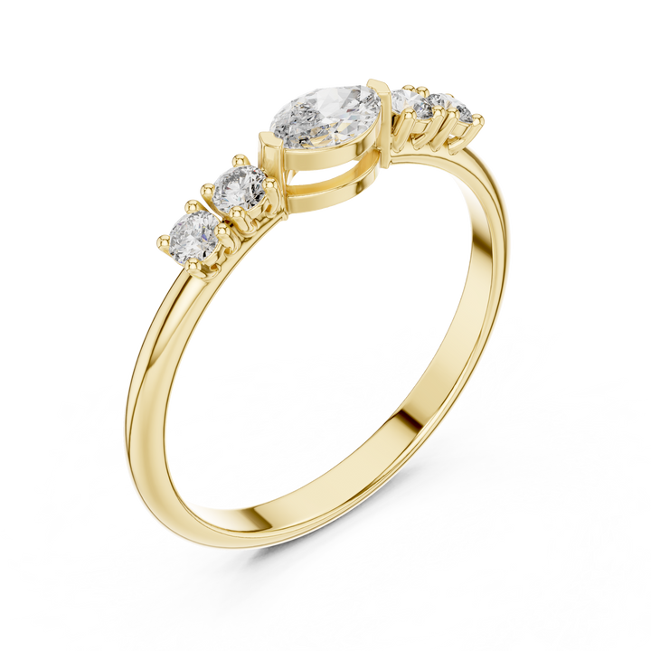 Marquise Cut Diamond Center Ring with Round Side Stones