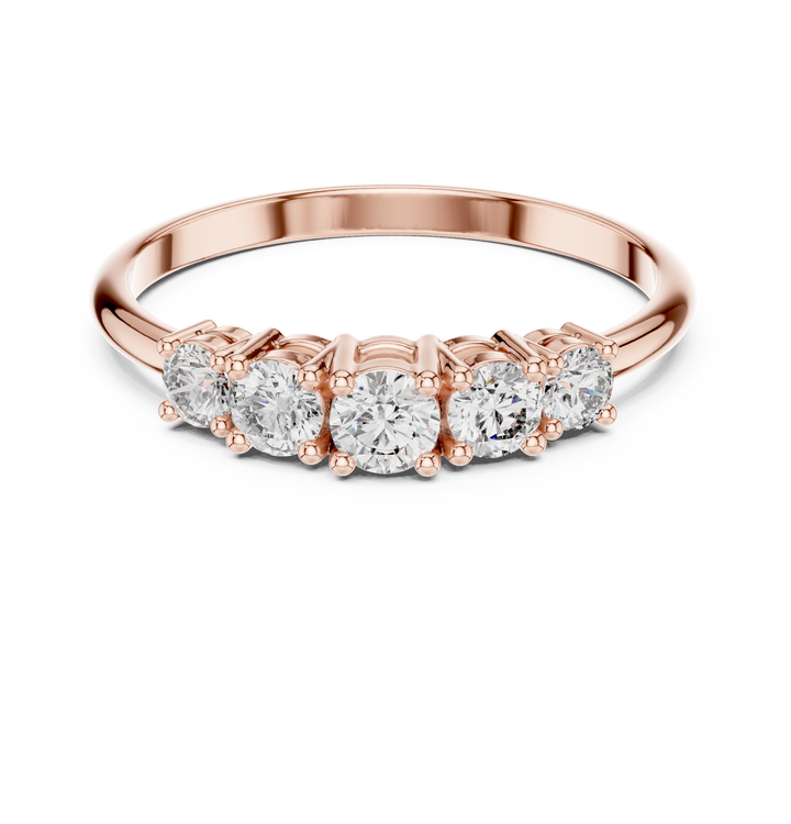 Round Cut Diamond Five Stone Anniversary Ring Graduated Design