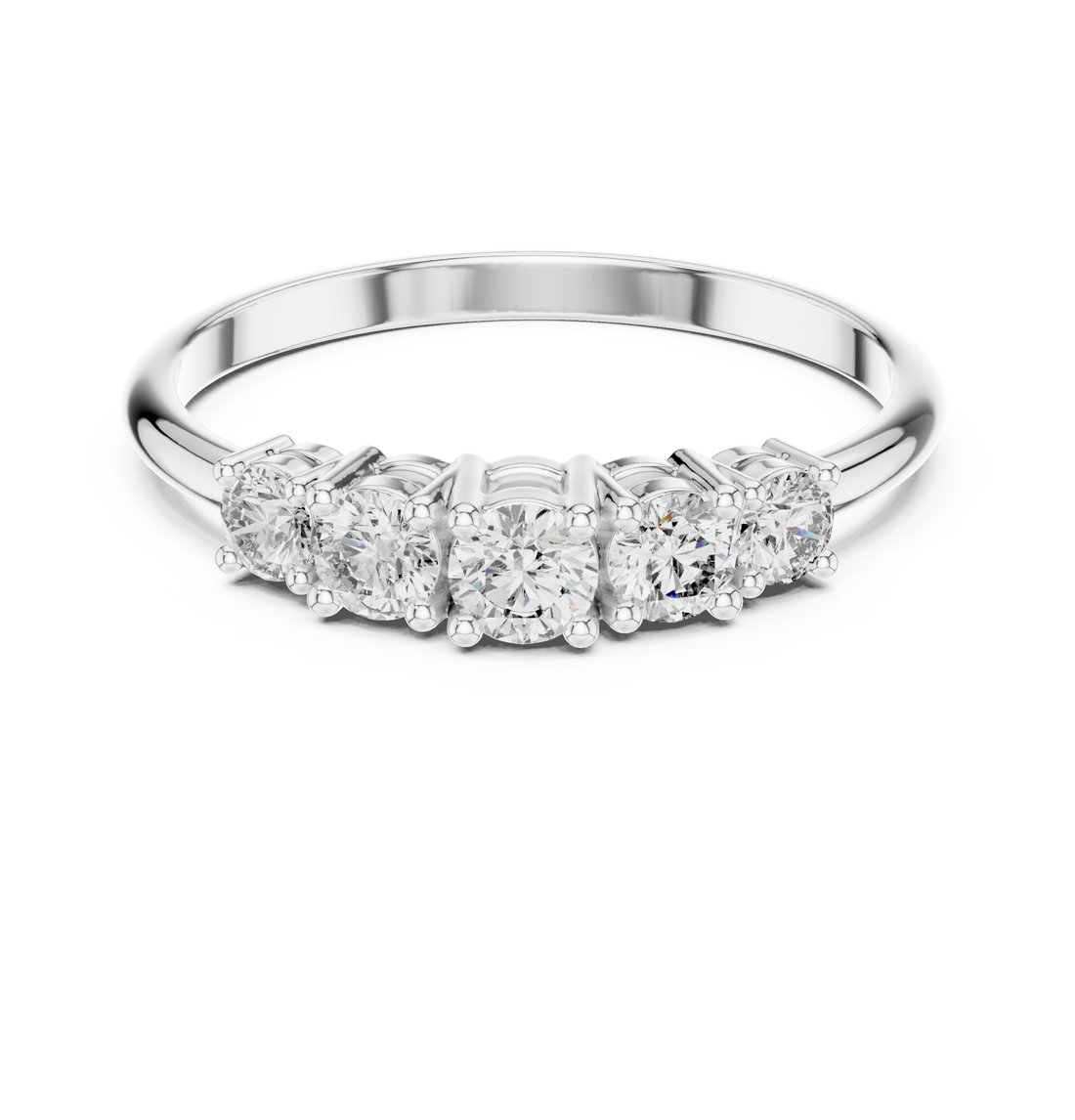 Round Cut Diamond Five Stone Anniversary Ring Graduated Design