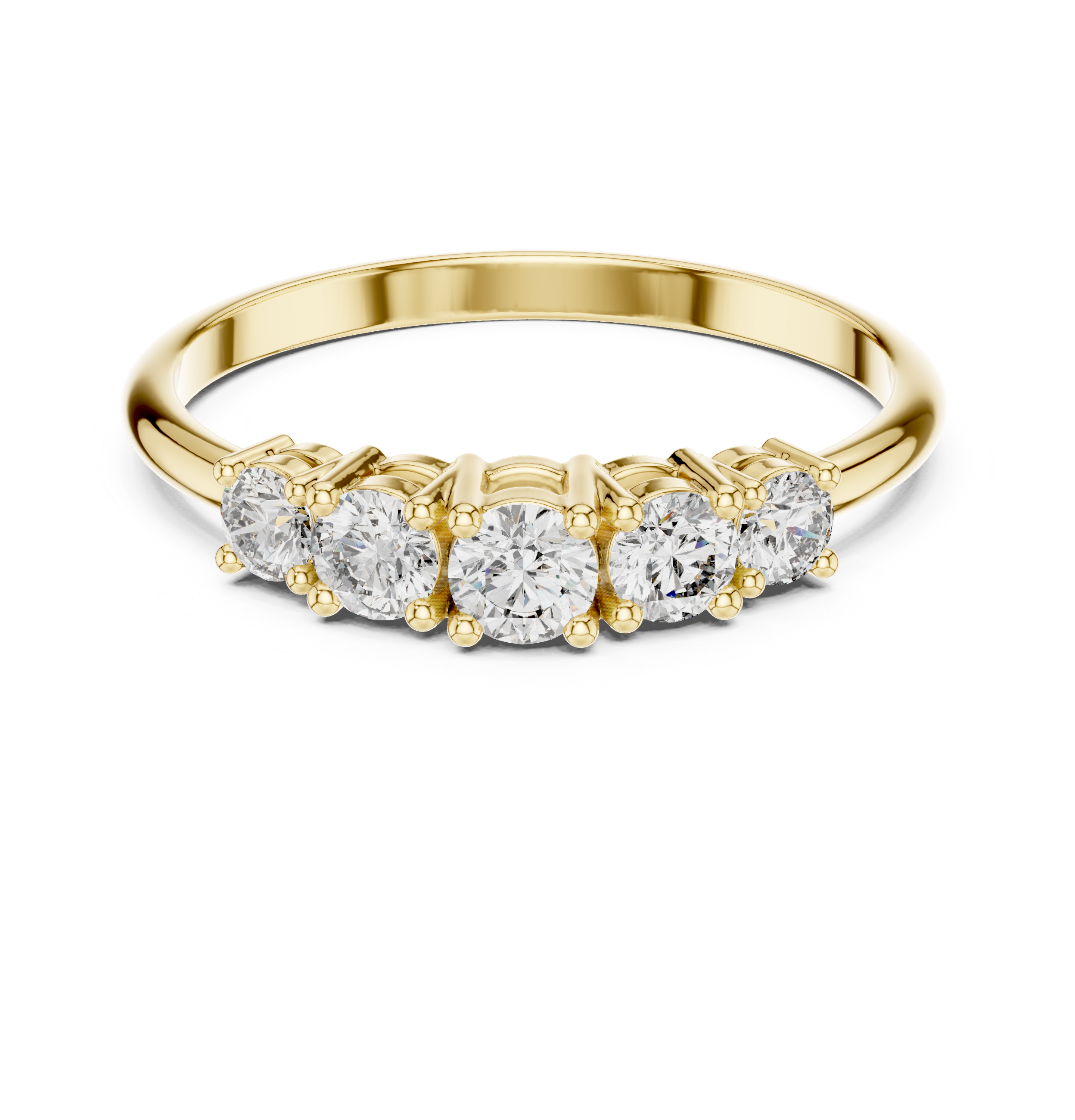 Round Cut Diamond Five Stone Anniversary Ring Graduated Design