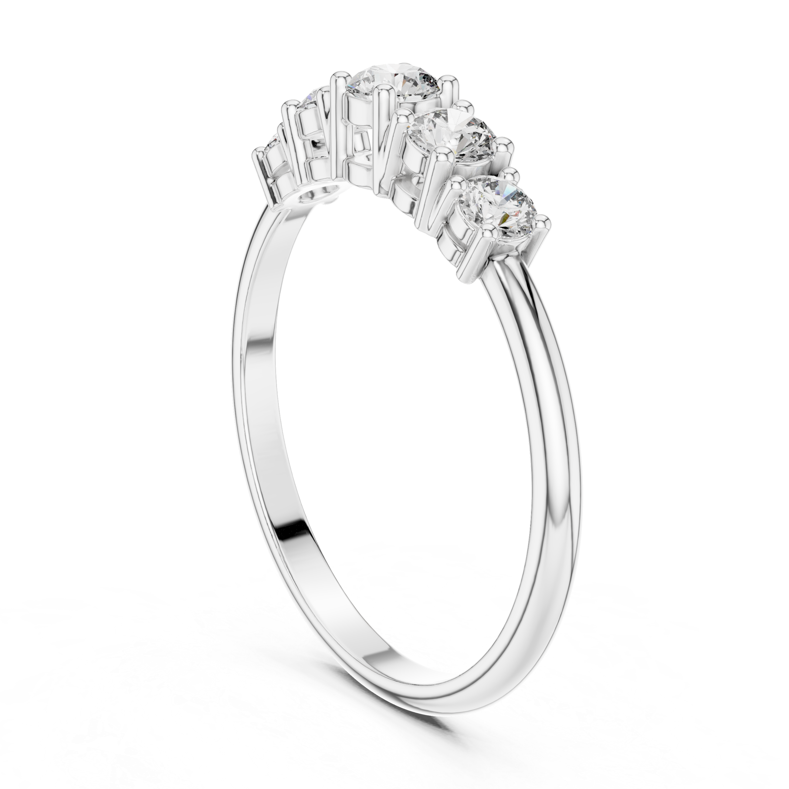 Round Cut Diamond Five Stone Anniversary Ring Graduated Design