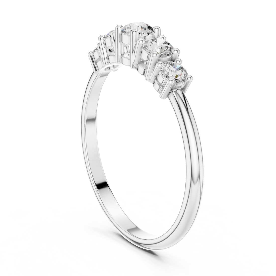 Round Cut Diamond Five Stone Anniversary Ring Graduated Design