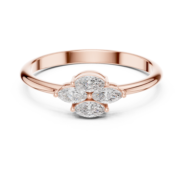 Marquise Cut Diamond Cluster Ring with Floral Arrangement