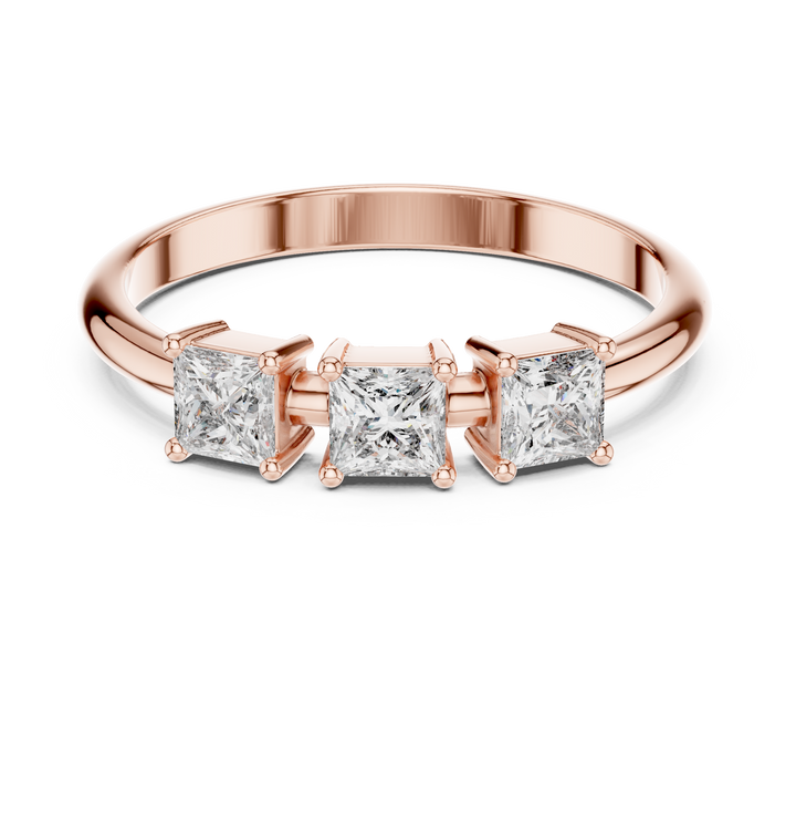 Princess Cut Diamond Three Stone Ring Classic Anniversary Design