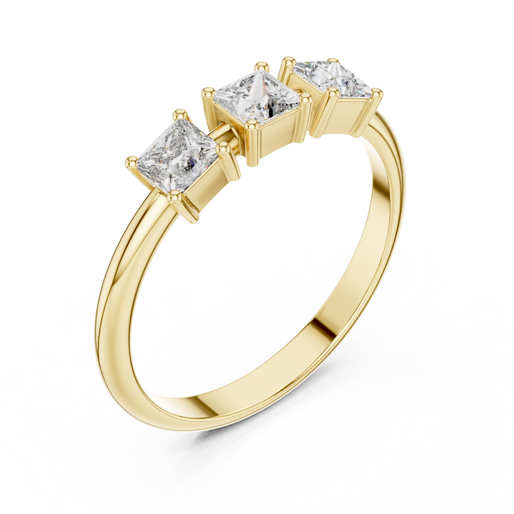 Princess Cut Diamond Three Stone Ring Classic Anniversary Design