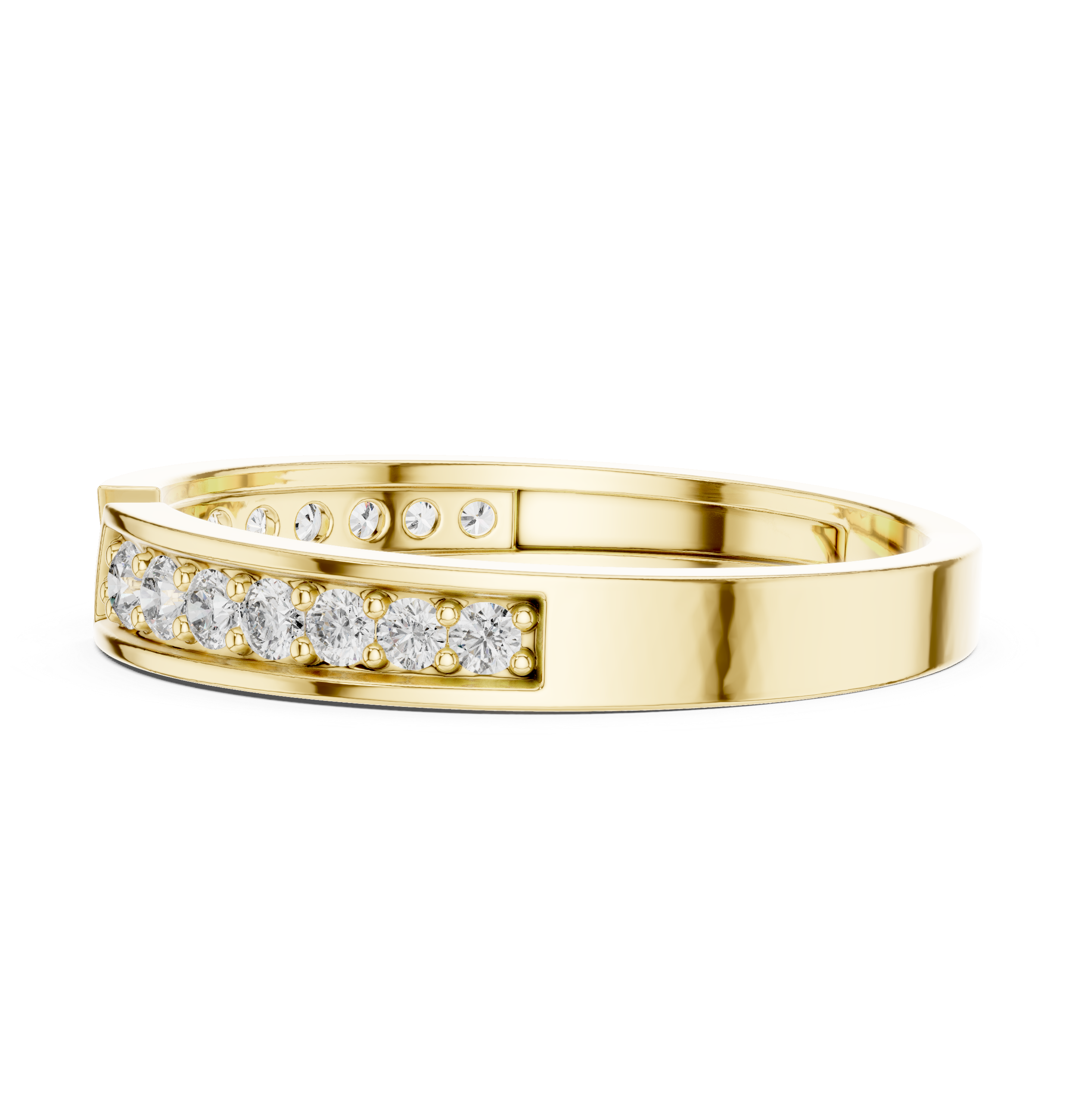 Sophisticated CZ diamond solitaire ring designed in gold plating with a polished band and elegant finish.