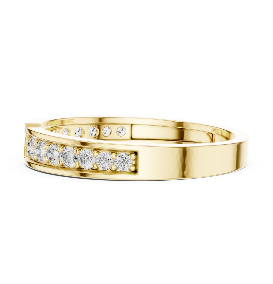 Sophisticated CZ diamond solitaire ring designed in gold plating with a polished band and elegant finish.