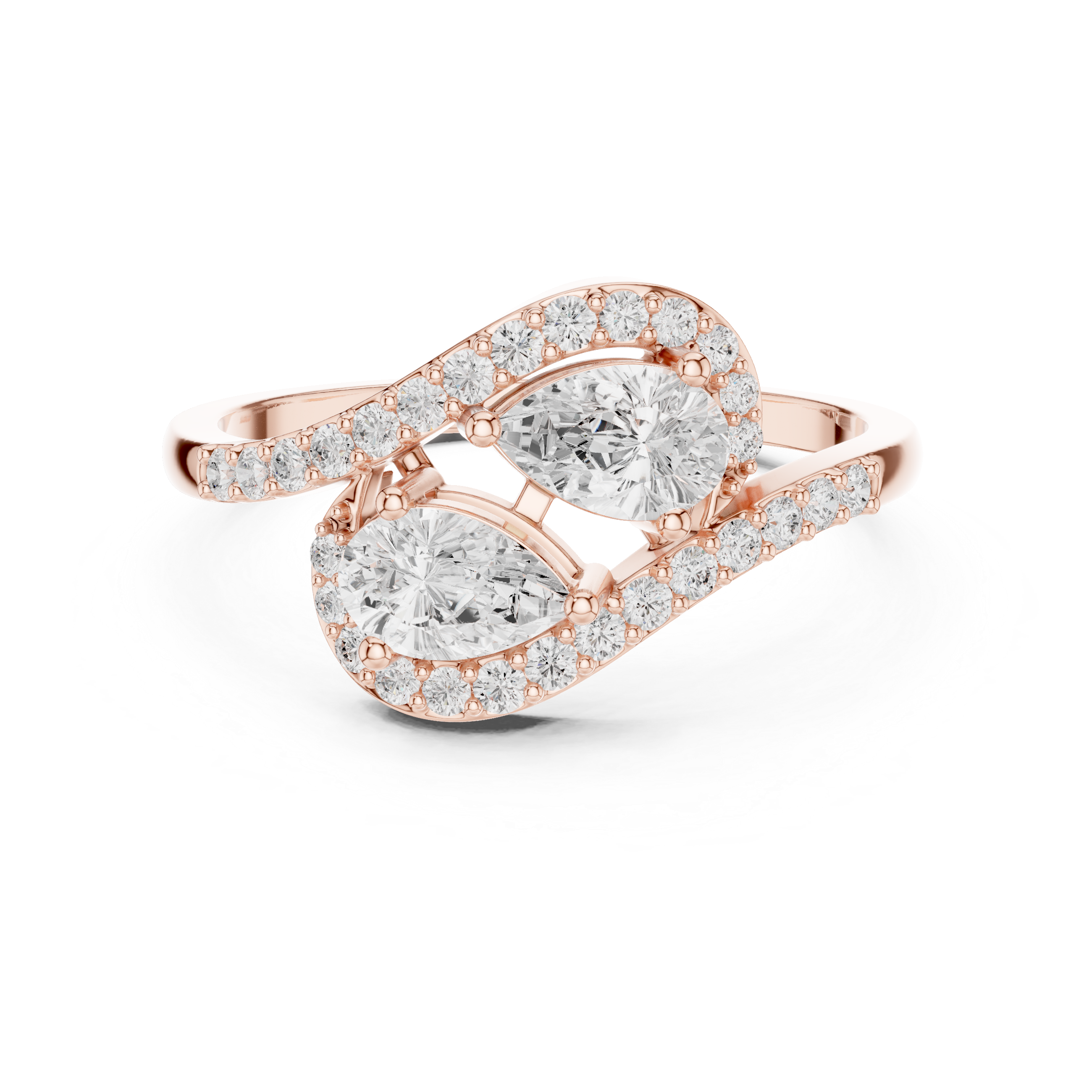 Romantic heart-shaped CZ diamond earrings designed in polished gold for timeless beauty.