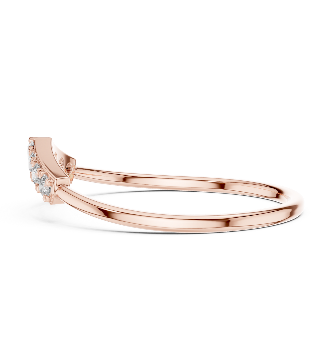 Round Diamond Chevron Pavé Stackable Band Ring