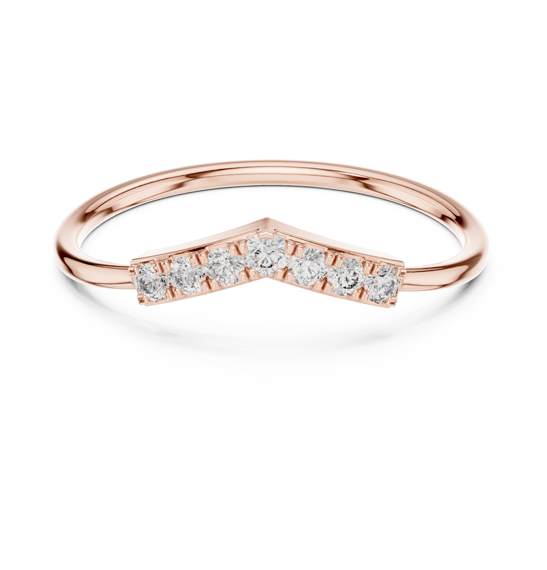 Round Diamond Chevron Pavé Stackable Band Ring