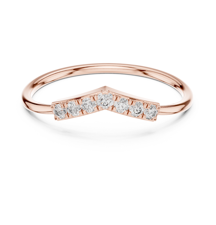 Round Diamond Chevron Pavé Stackable Band Ring