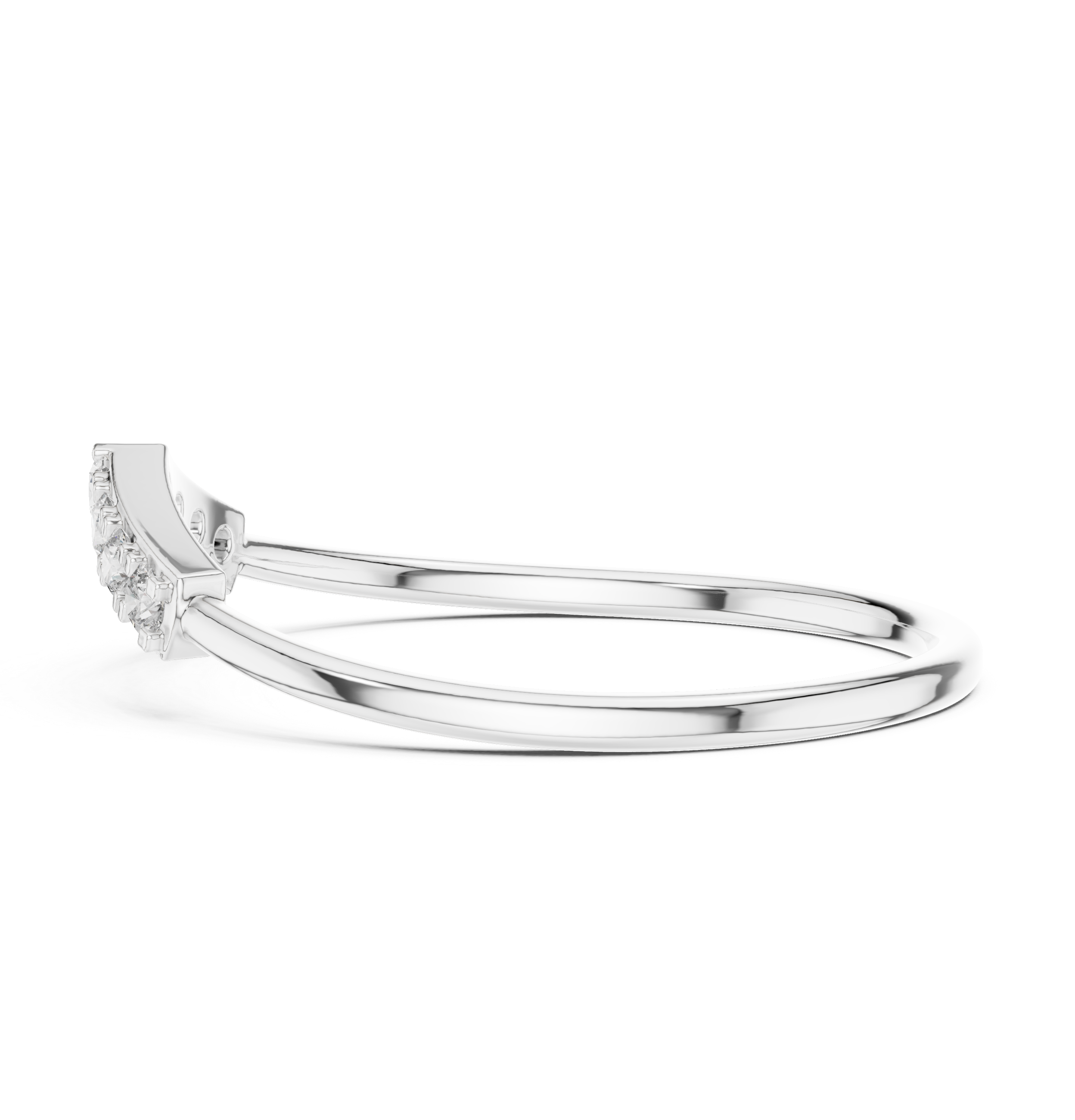 Round Diamond Chevron Pavé Stackable Band Ring