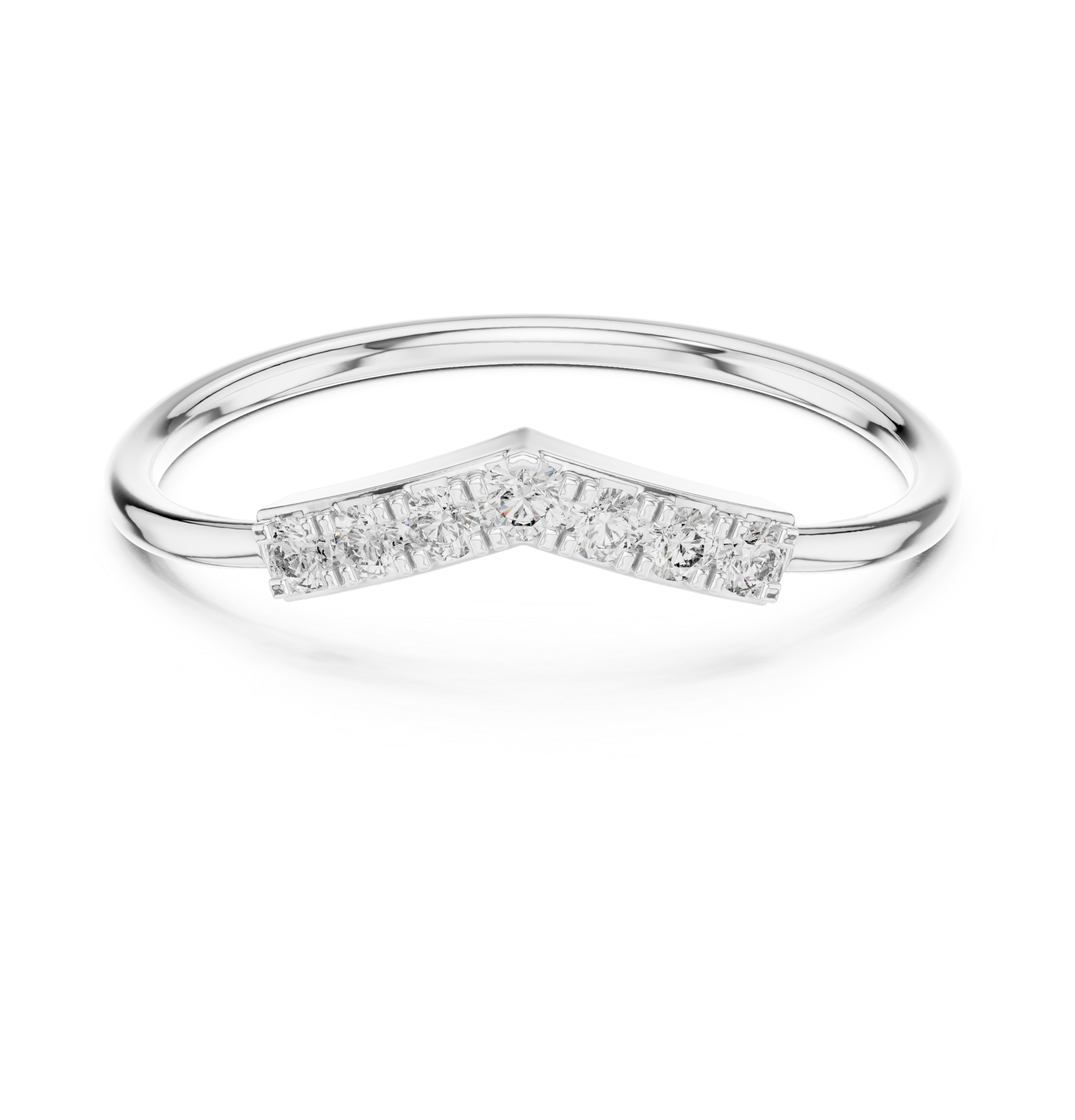 Round Diamond Chevron Pavé Stackable Band Ring