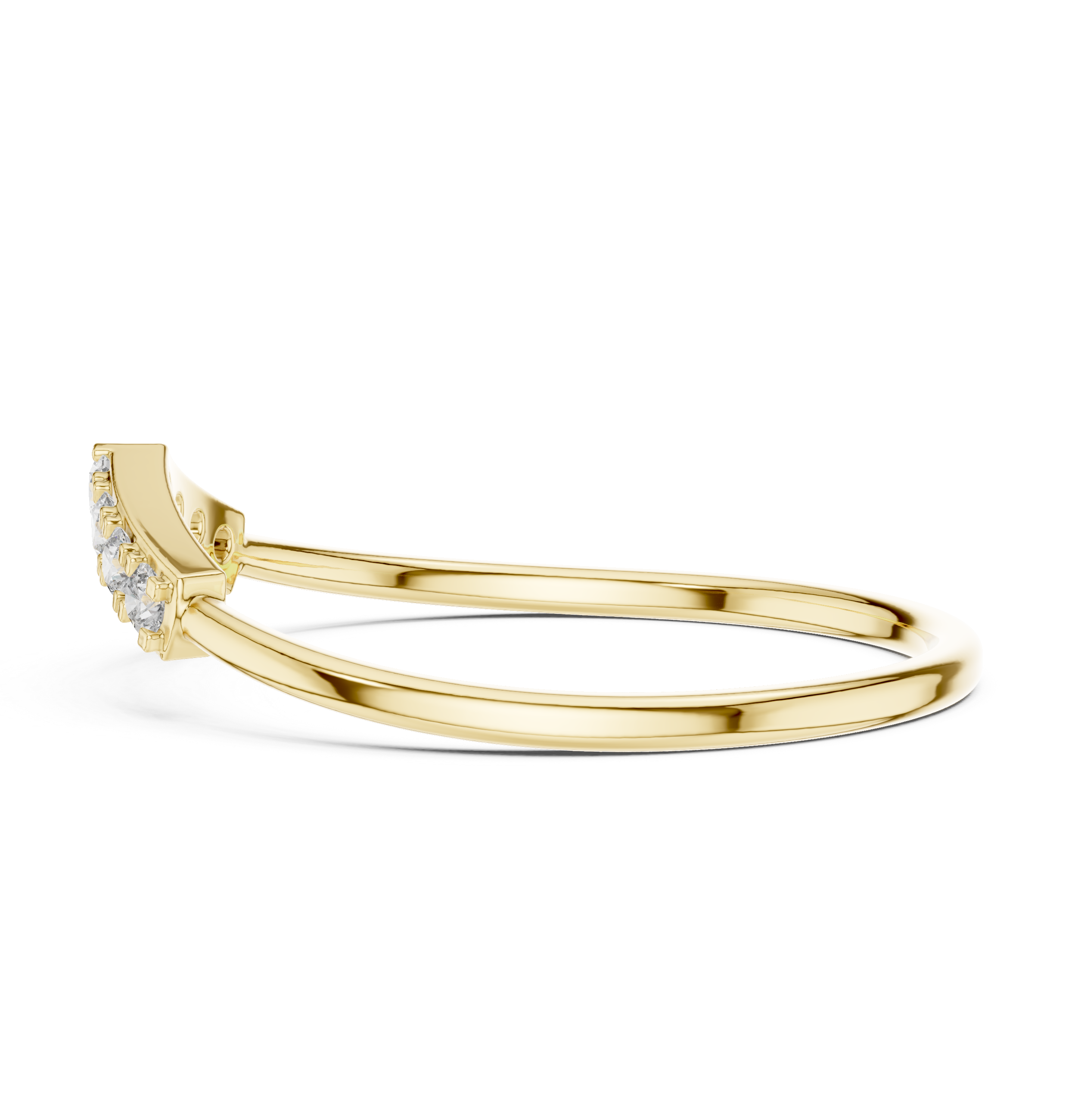 Round Diamond Chevron Pavé Stackable Band Ring