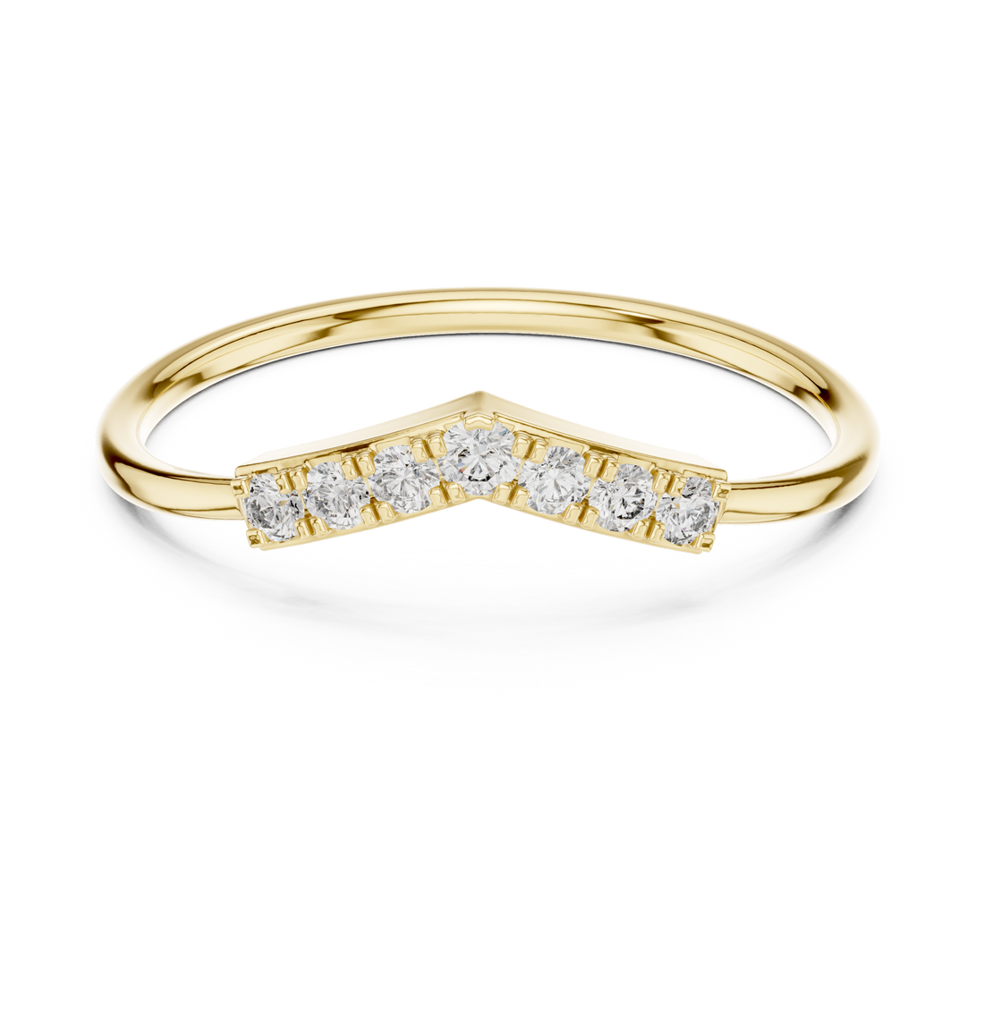Round Diamond Chevron Pavé Stackable Band Ring
