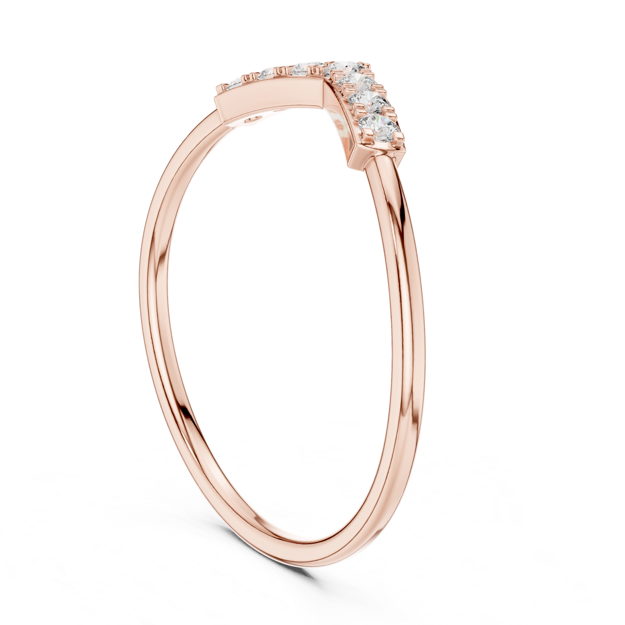 Round Diamond Chevron Pavé Stackable Band Ring