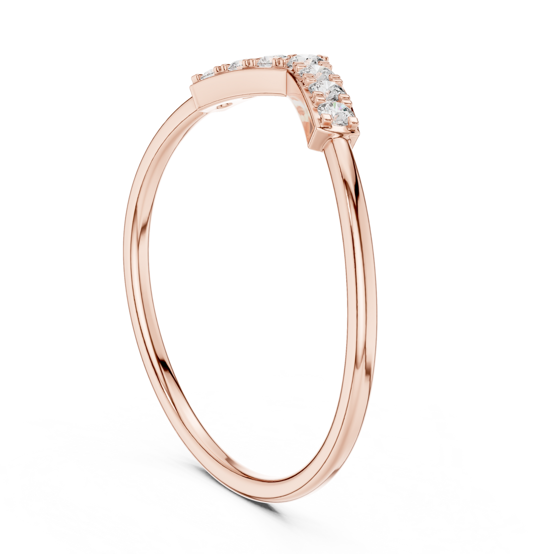 Round Diamond Chevron Pavé Stackable Band Ring